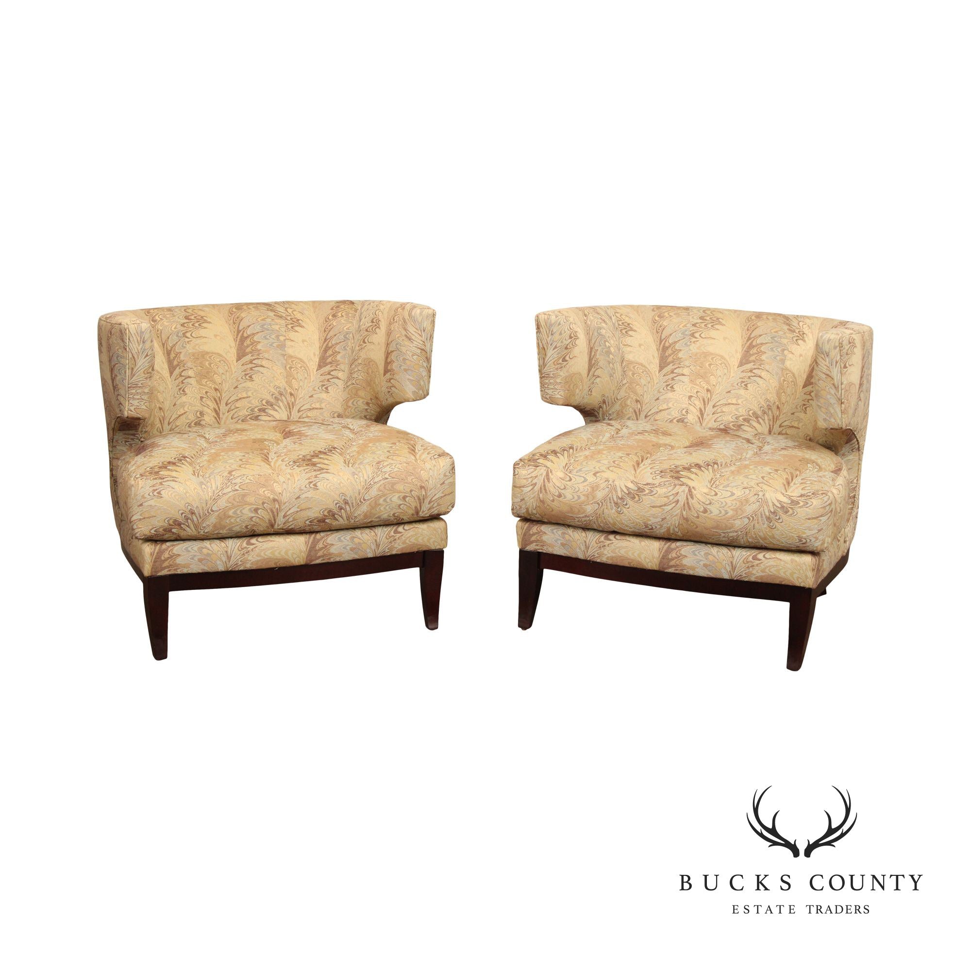 Precedent Sherrill Furniture Modern Pair Of Barrel Back Lounge Chairs