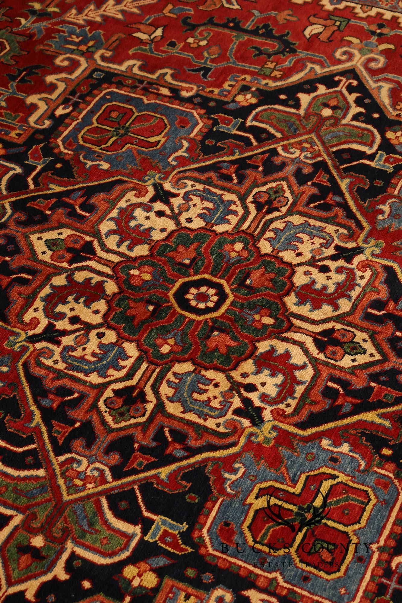 Persian Heriz Hand Knotted Wool Room Size Rug 9' x 13'