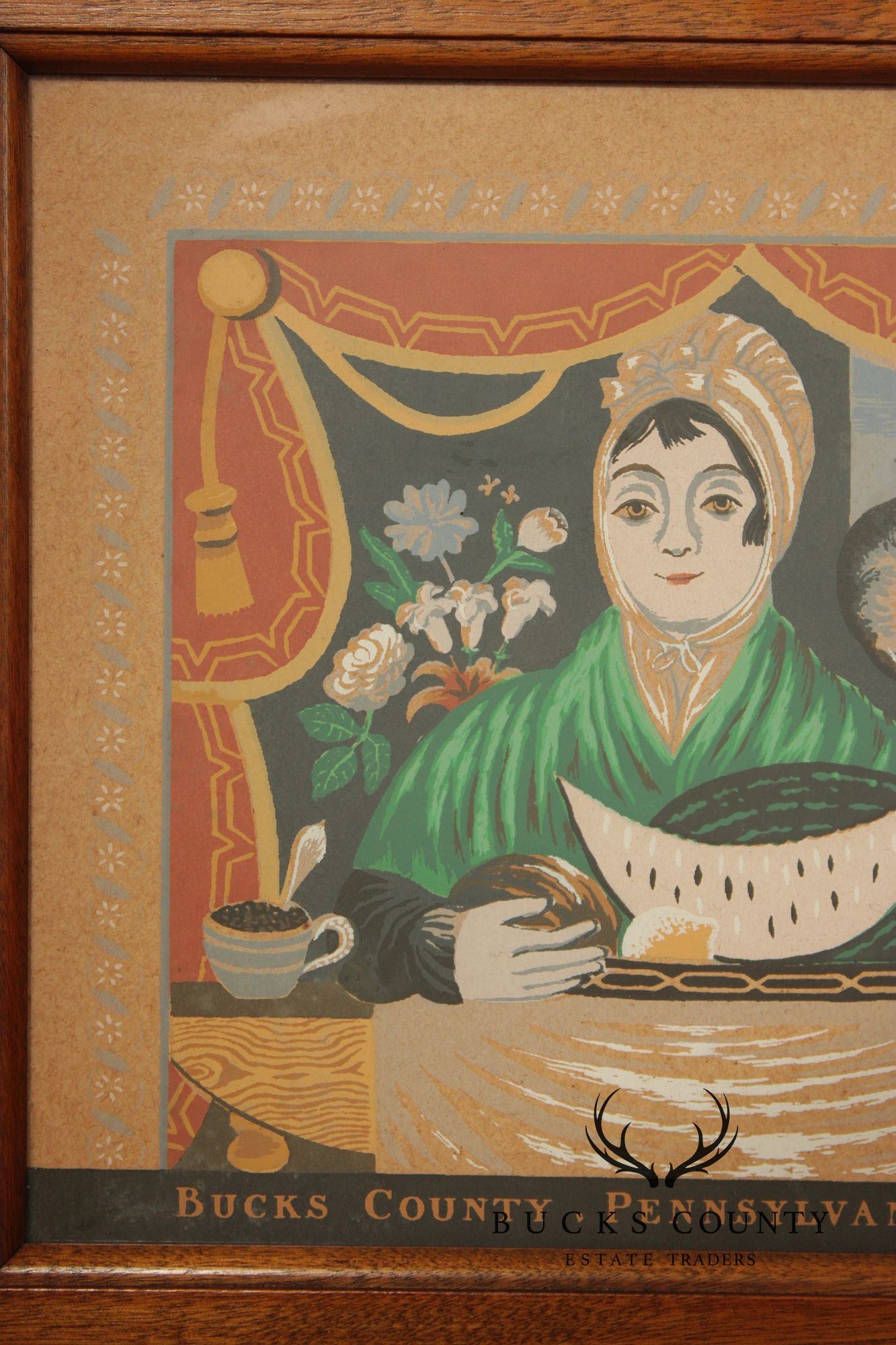 Folk Art Style Set of Four Bucks County Framed Prints