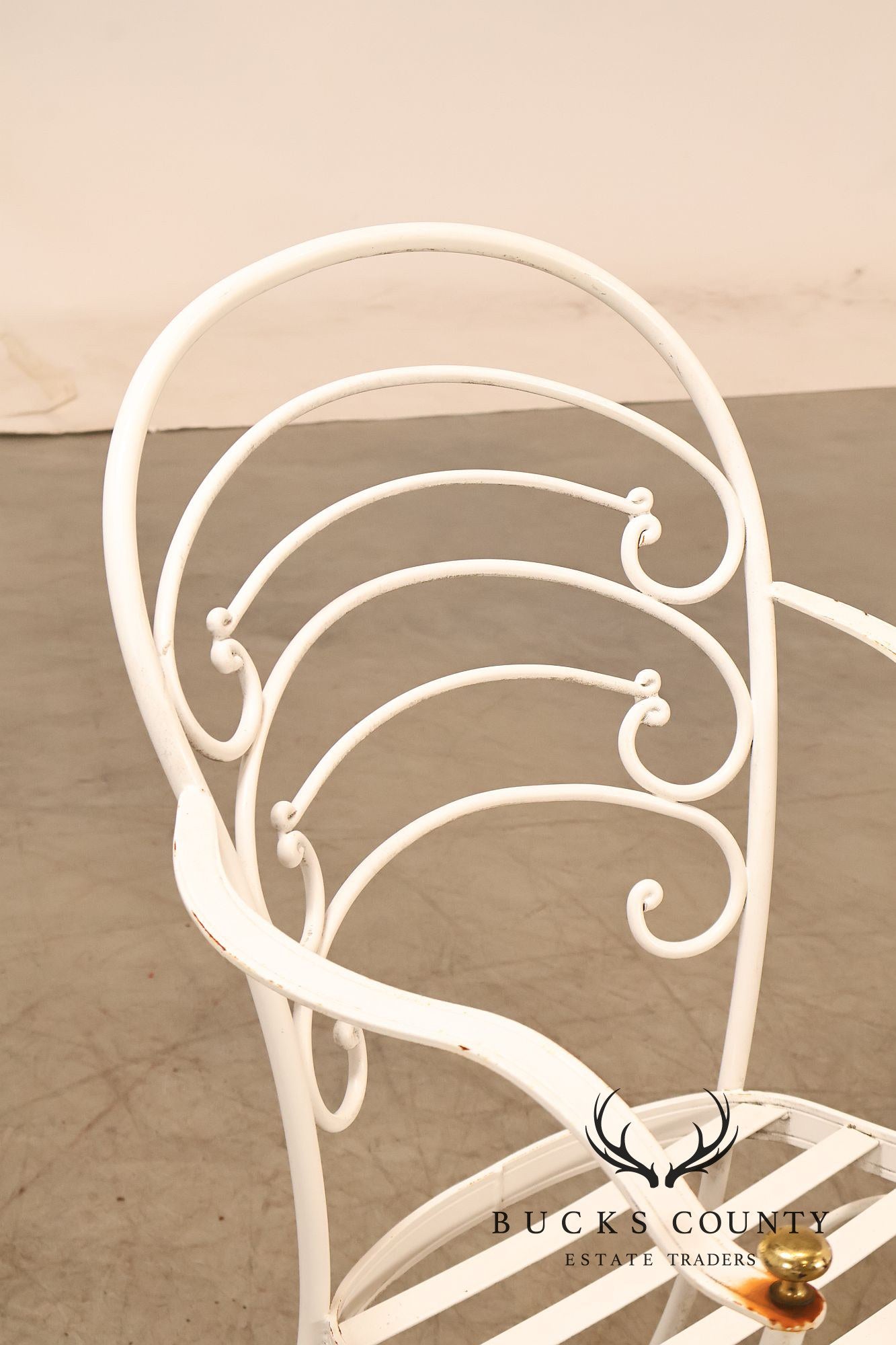 Woodard Pair of Wrought Iron Outdoor 'Ribcage' Armchairs