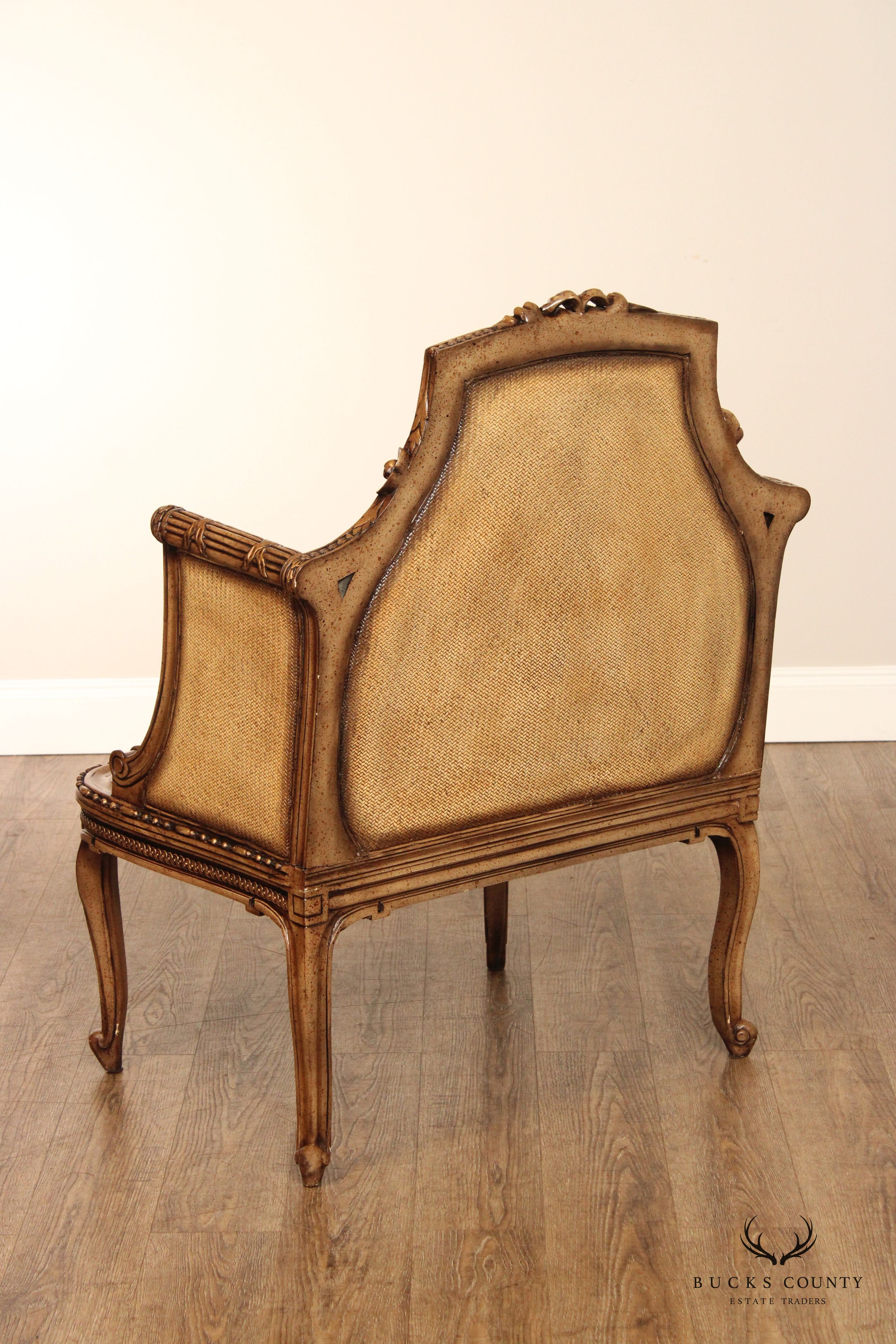 French Louis XV Style Gilt Painted Armchair