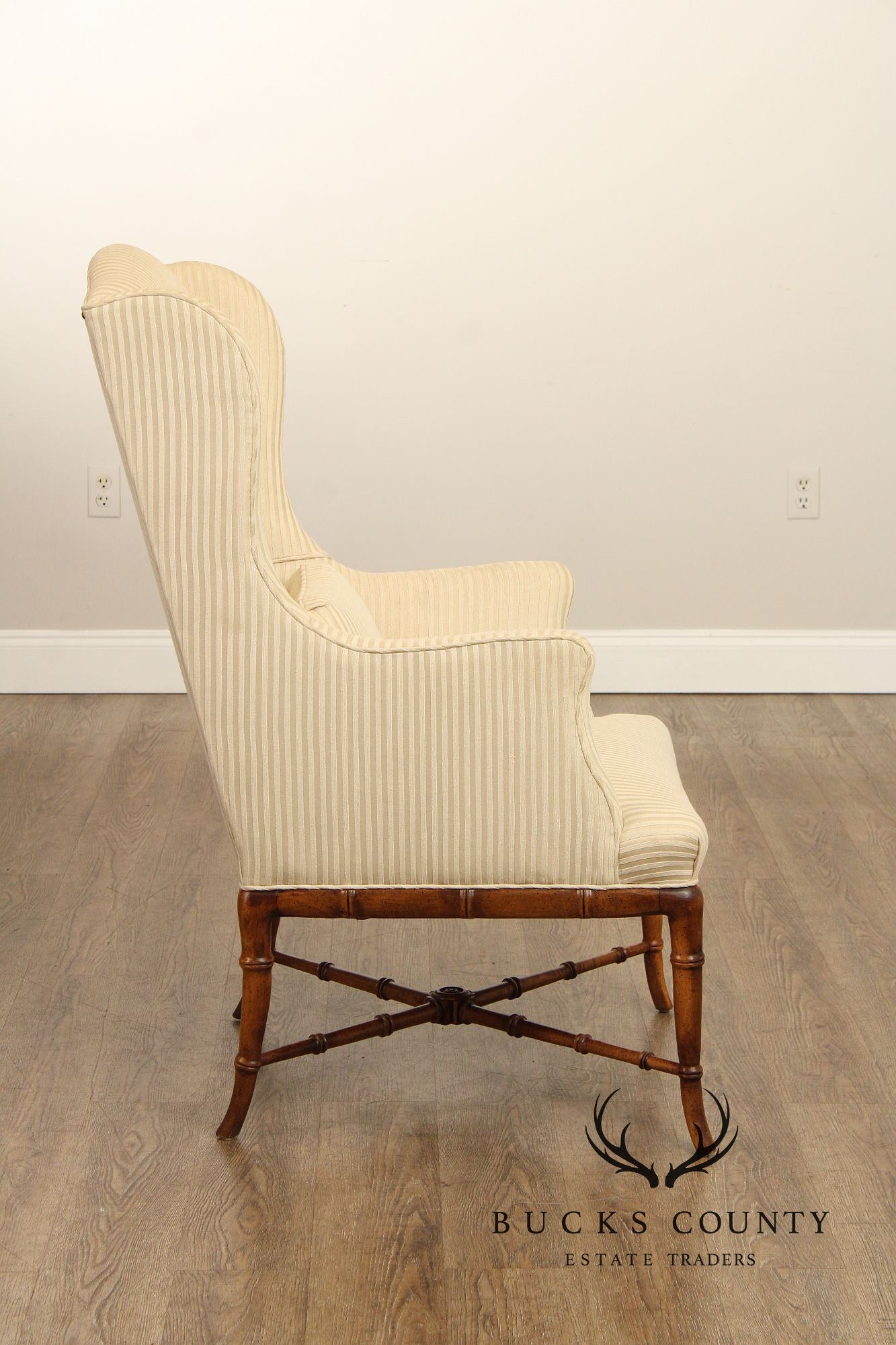 Quality Faux Bamboo Frame Vintage Wing Chair