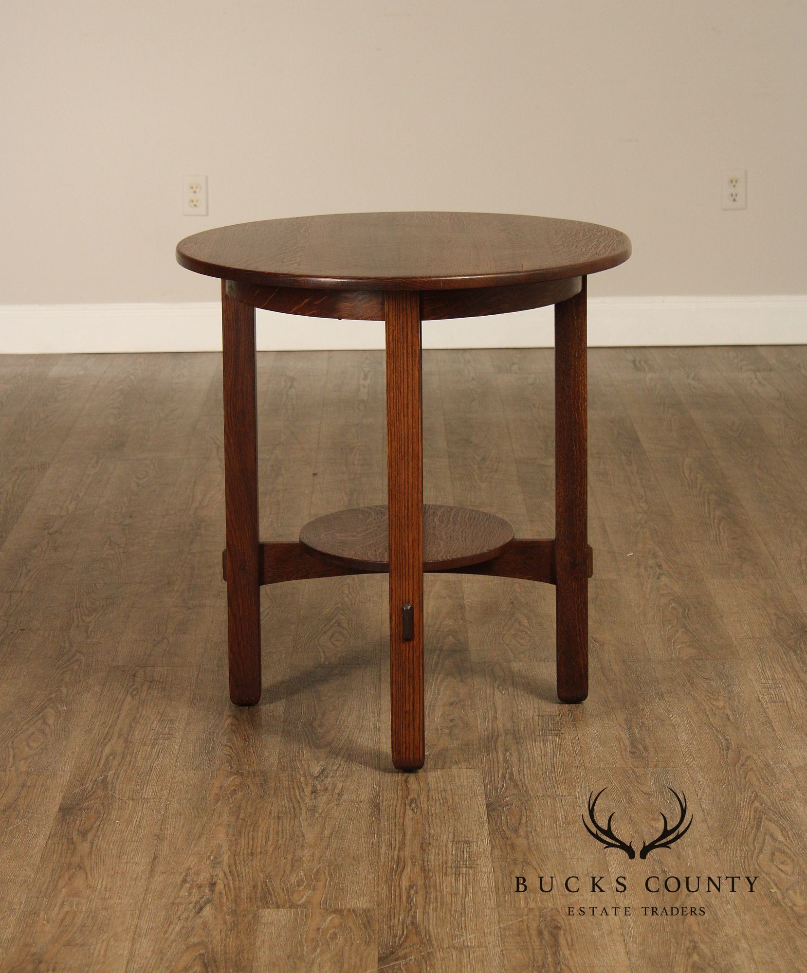 Antique Stickley Brothers Mission Oak Oval Lamp Table