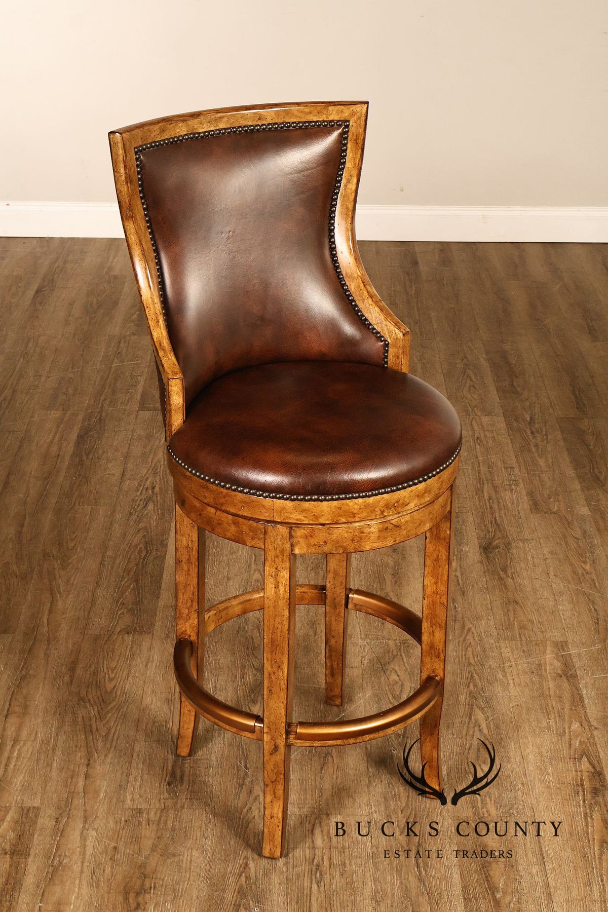 Contemporary Set Of 4 F aux Leather Upholstered Bar Stools