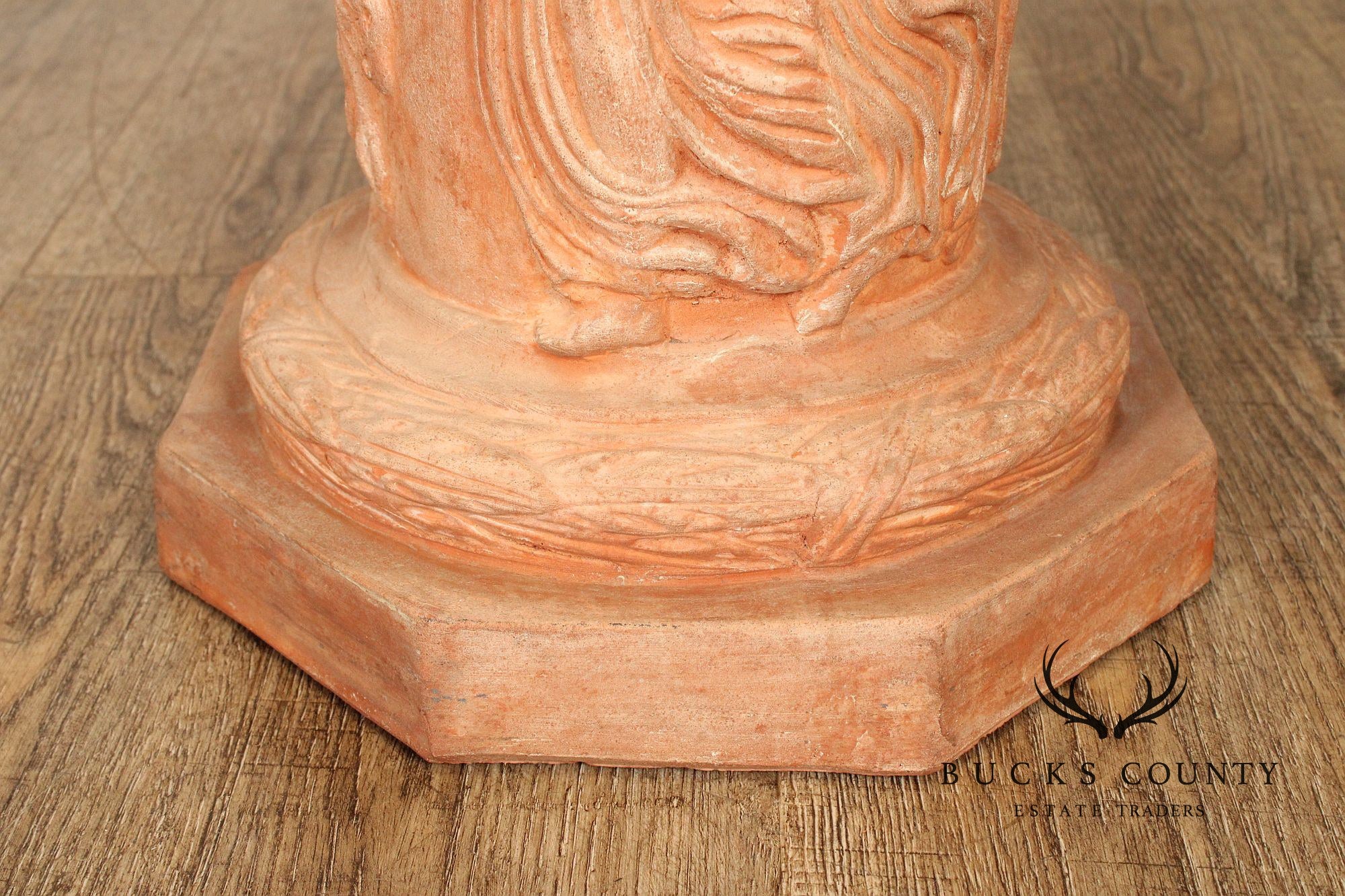 Italian Marble Top Terra Cotta Pedestal