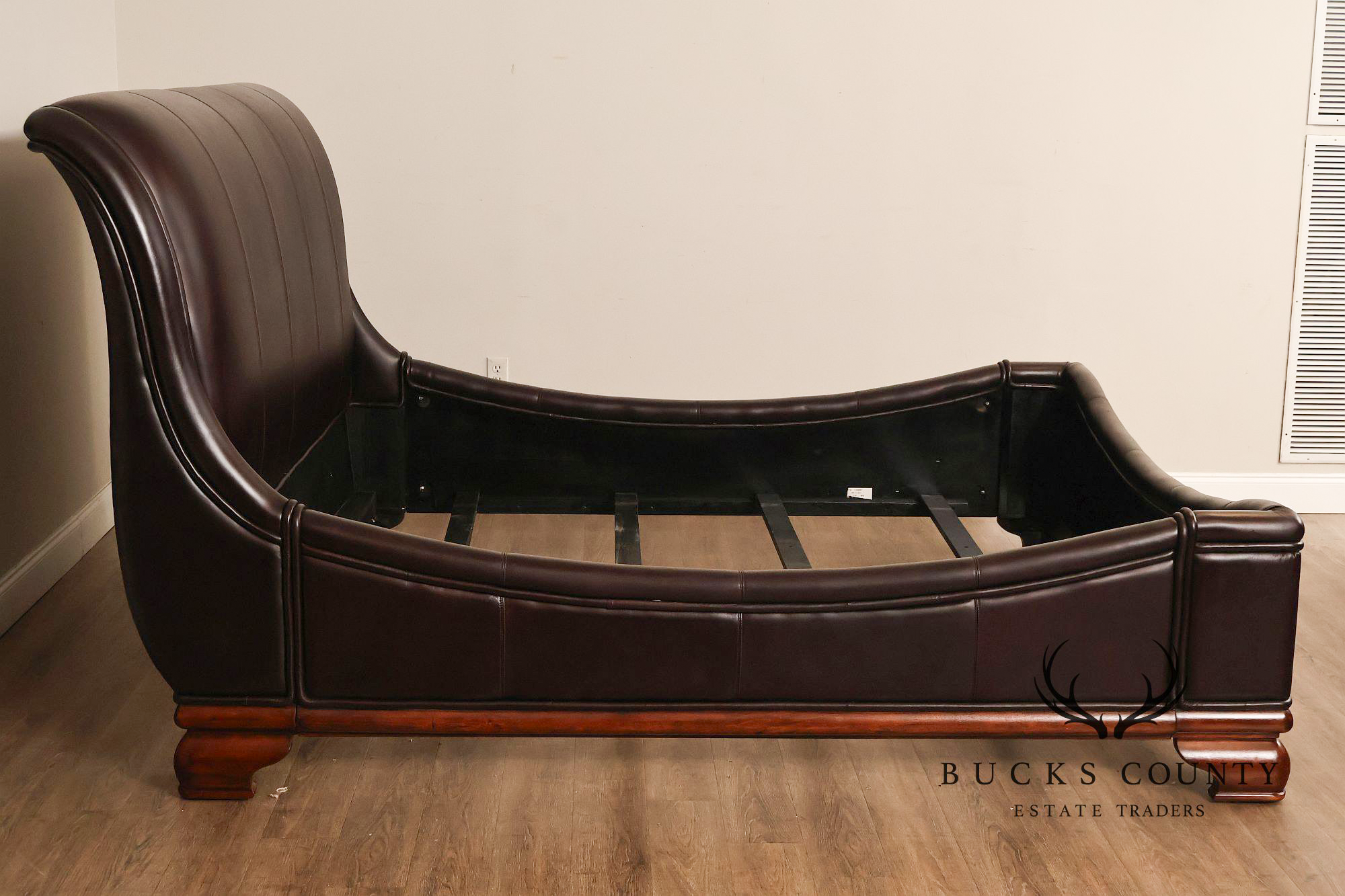 Stanley Leather King Size Sleigh Bed
