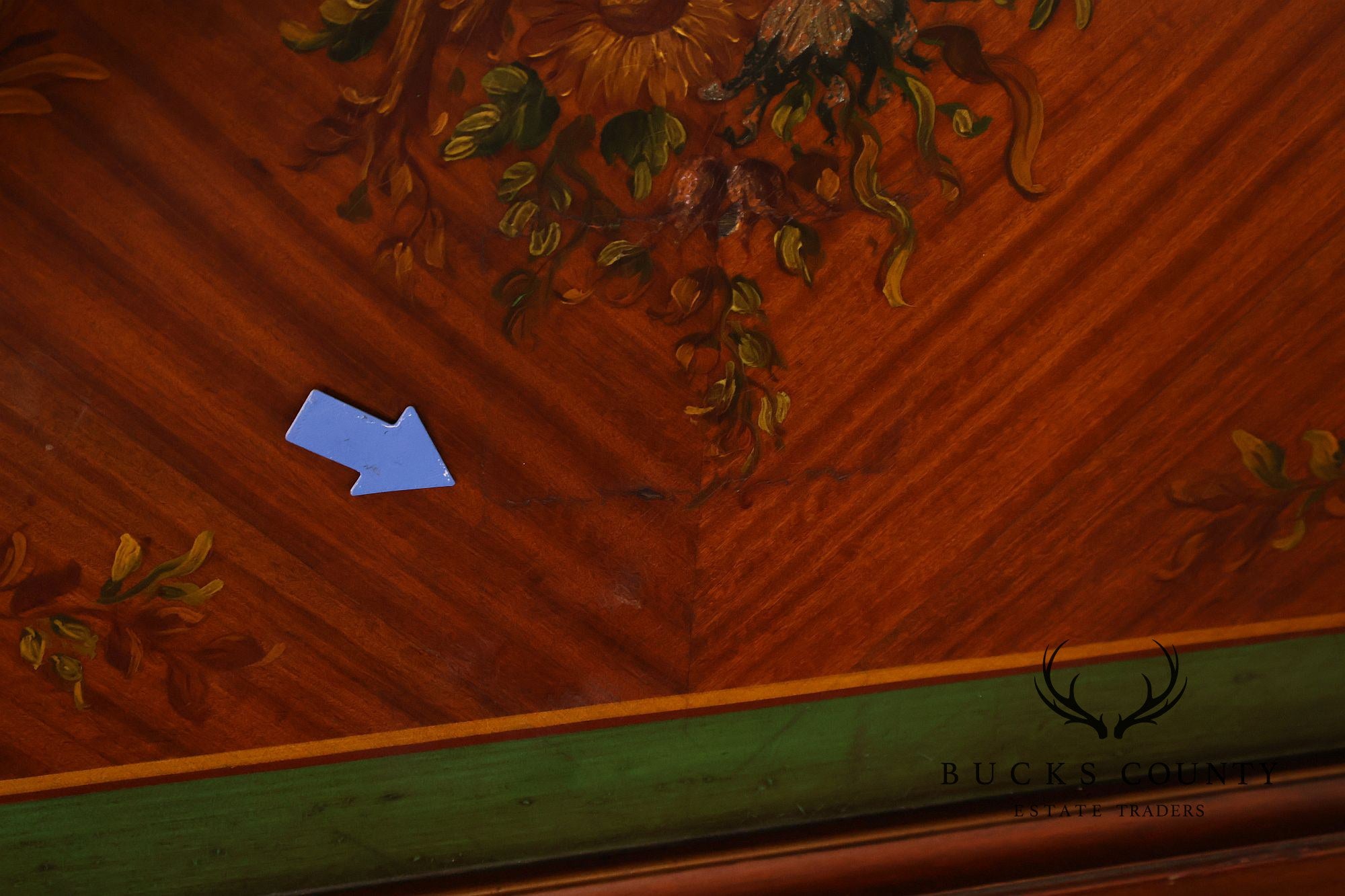 Edwardian Paint Decorated Satinwood Twin Headboard