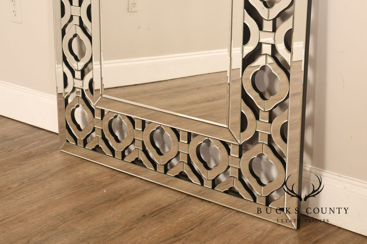 Bassett Hollywood Regency Wall Mirror With Geometric Fretwork