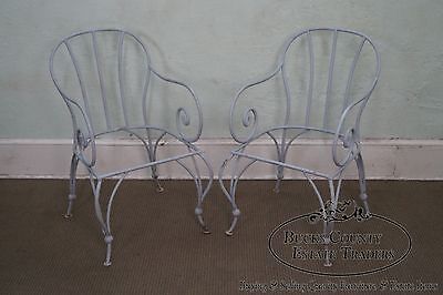 Antique Pair of Wrought Iron Garden Patio Arm Chair Frames