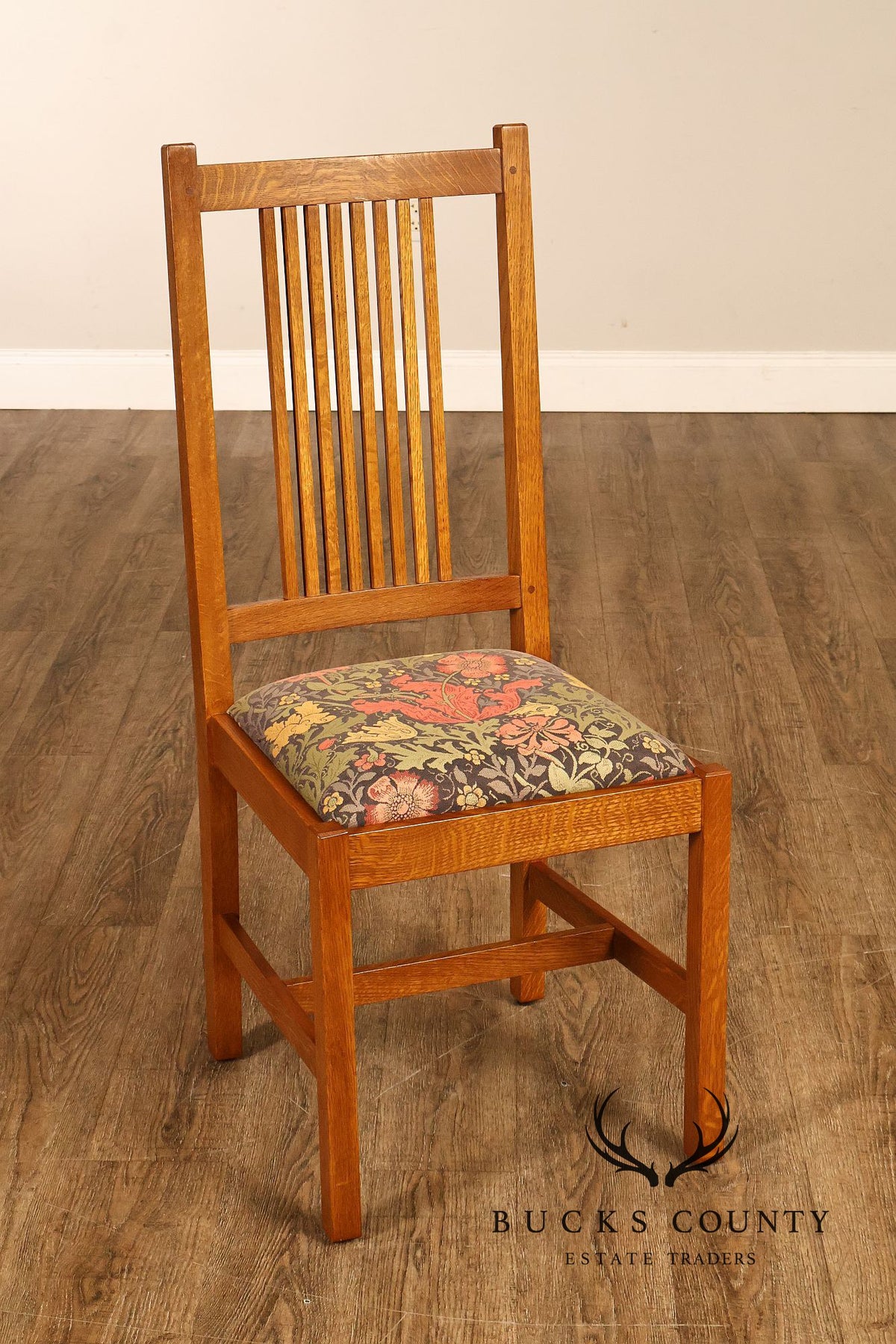 Stickley Mission Collection Set Of Six Oak Spindle Back Dining Chairs