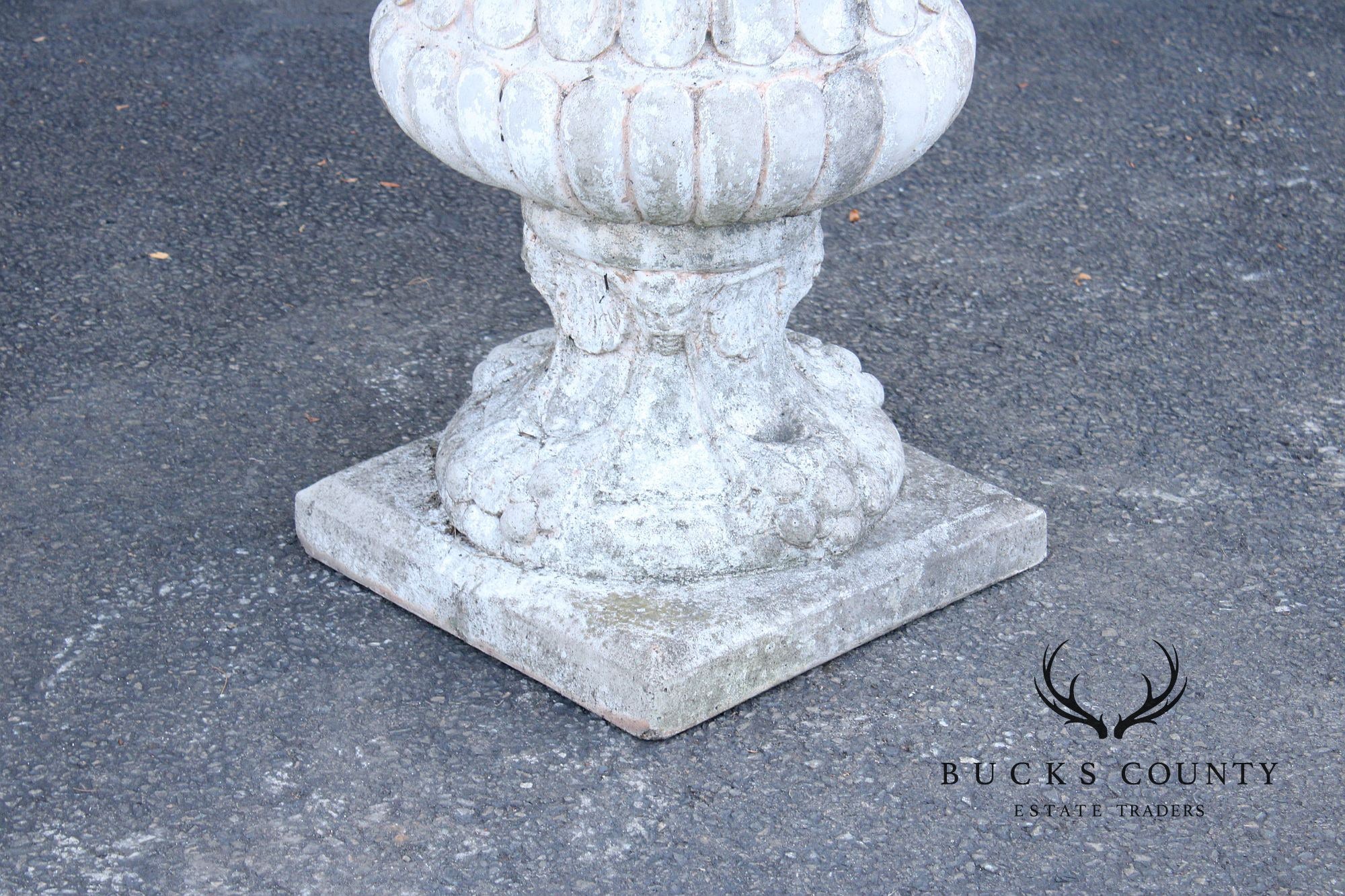 Classical Style Pair of Cast Stone Garden Urns