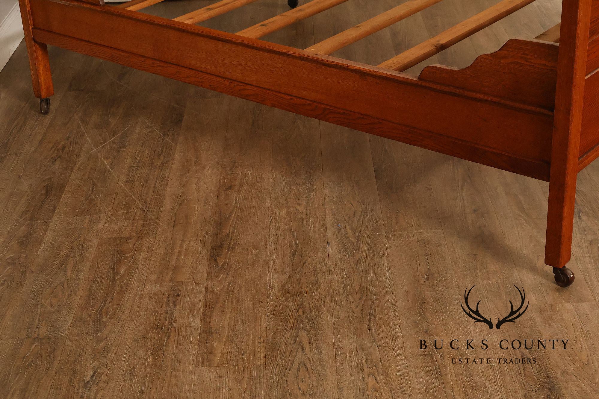 Antique American Victorian Oak Full Size  High Back Bed