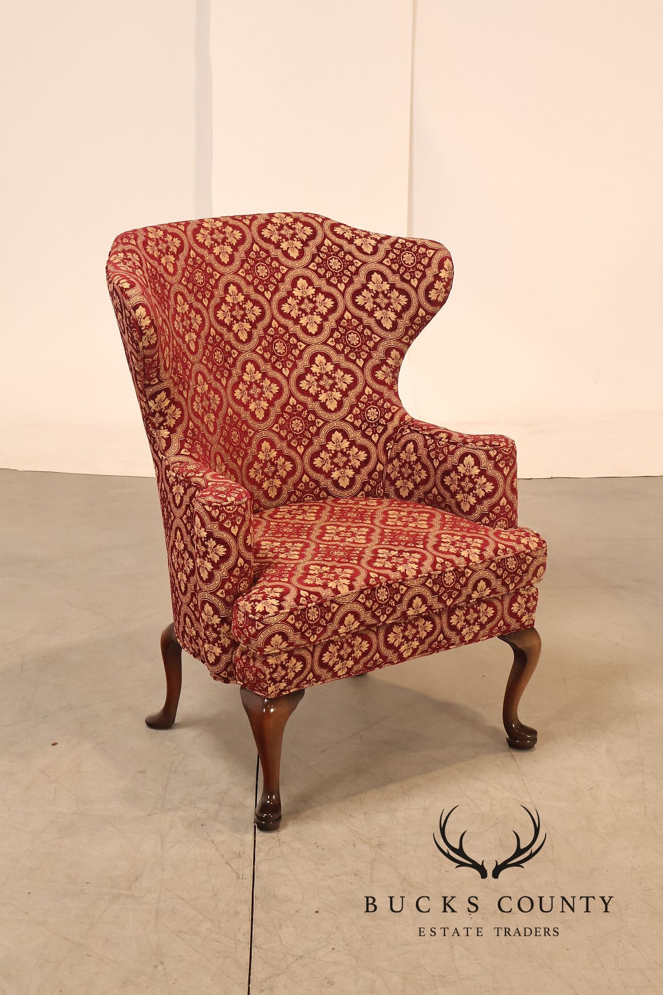 Smith & Watson Queen Anne Style Pair of Wing Chairs