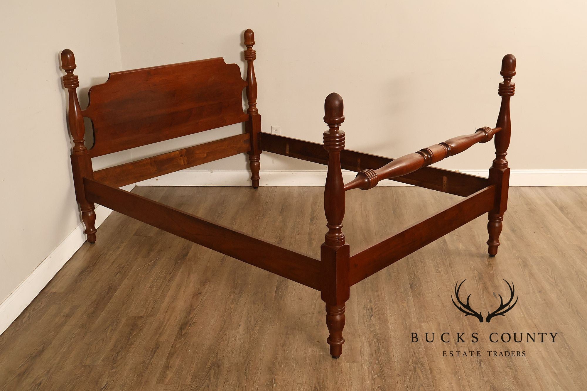 E.A. Clore & Sons Custom Walnut Queen Cannonball Bed