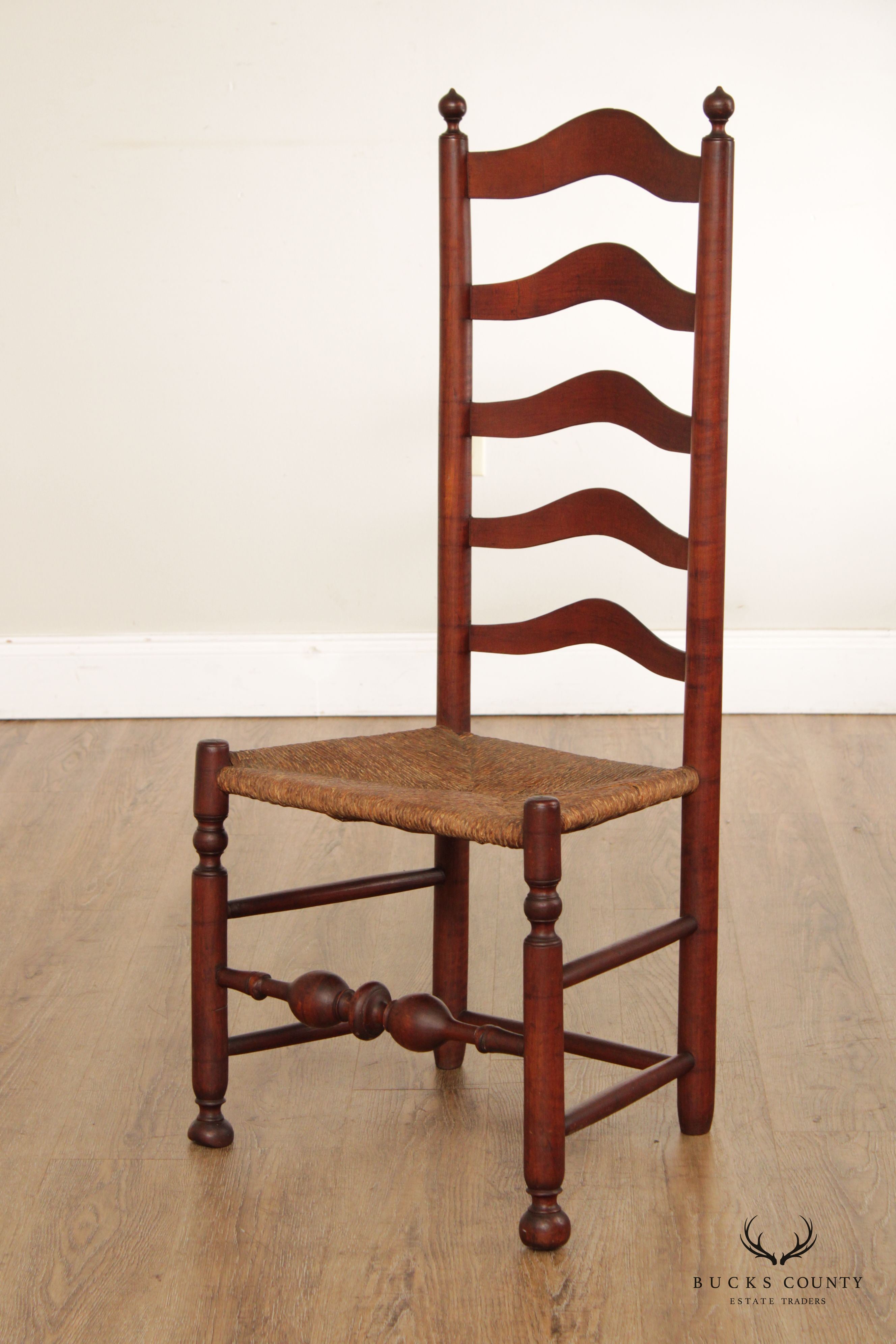 Antique Shaker Ladder Back Rush Seat Chair