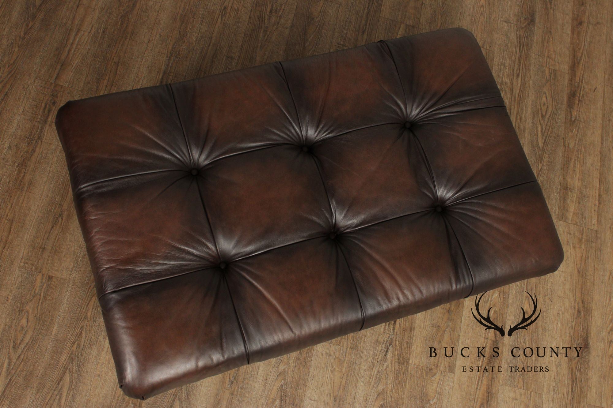 Bernhardt Chesterfield Style Tufted Brown Leather Ottoman