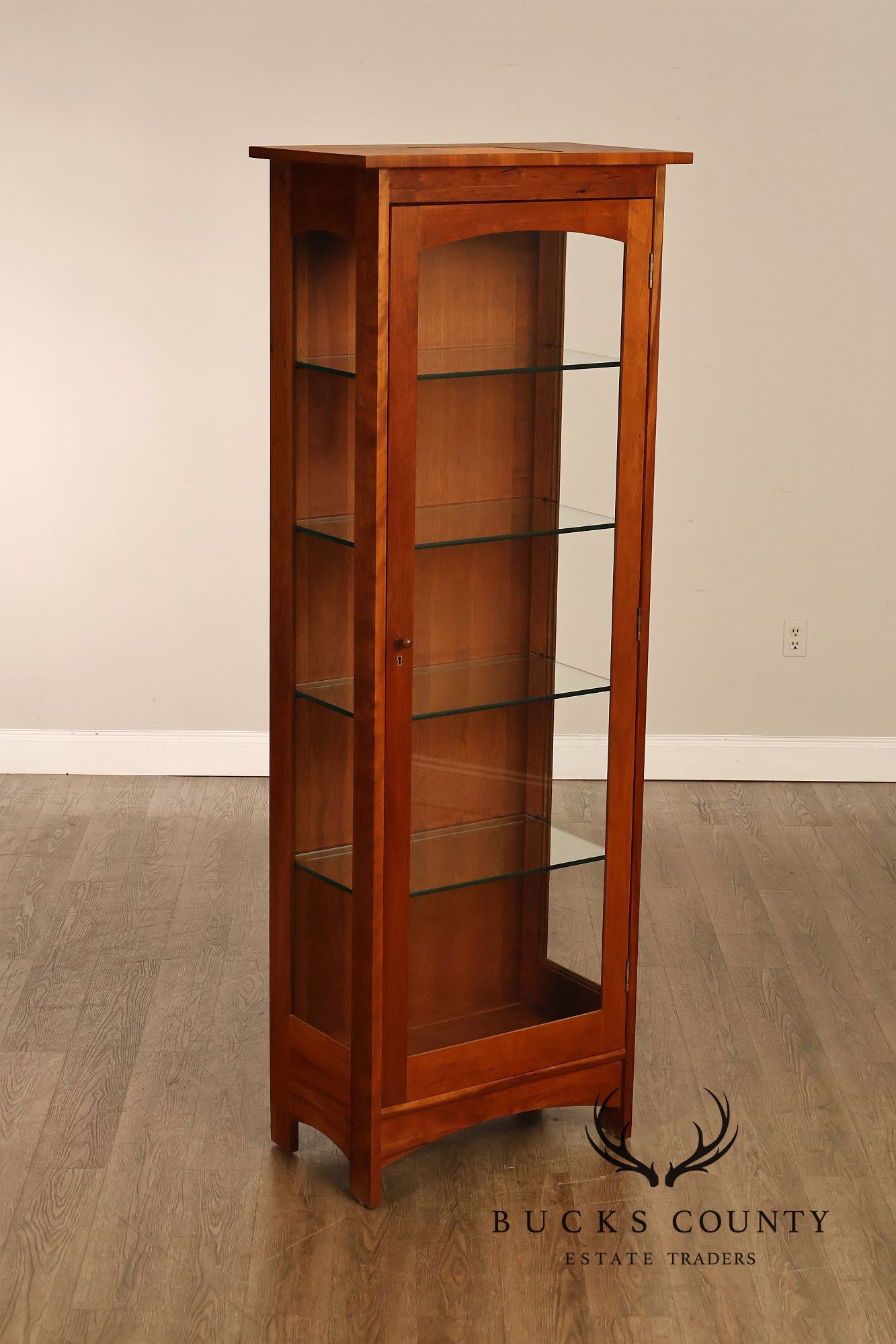 Stickley Mission Collection Solid Cherry Tall Glass Display Curio Cabinet