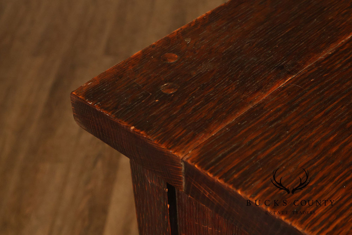 Antique Roycroft Arts And Crafts Mission Oak Drop Front Writing Desk