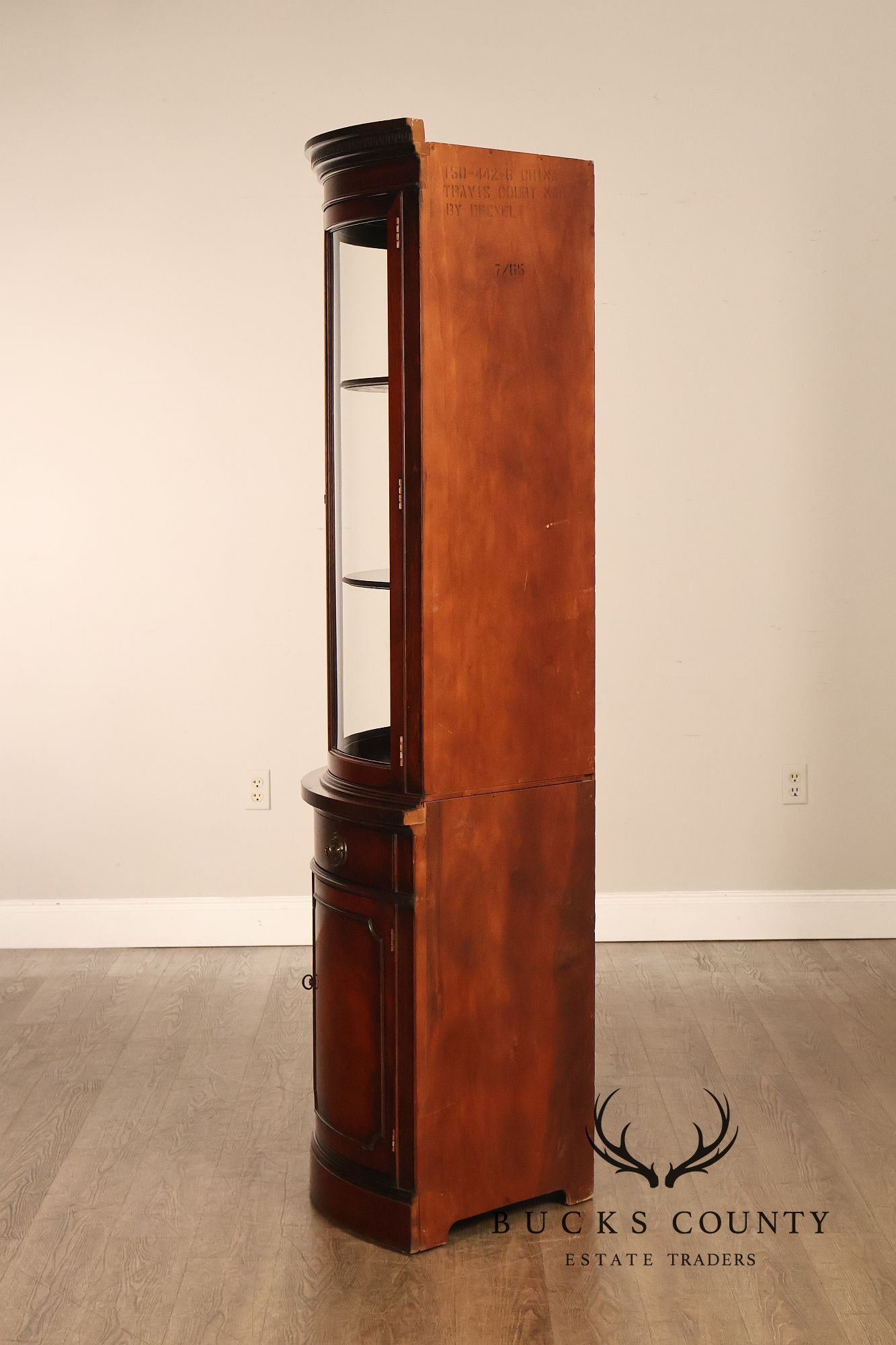 Drexel Travis Court Mahogany Bow Front Corner Cabinet