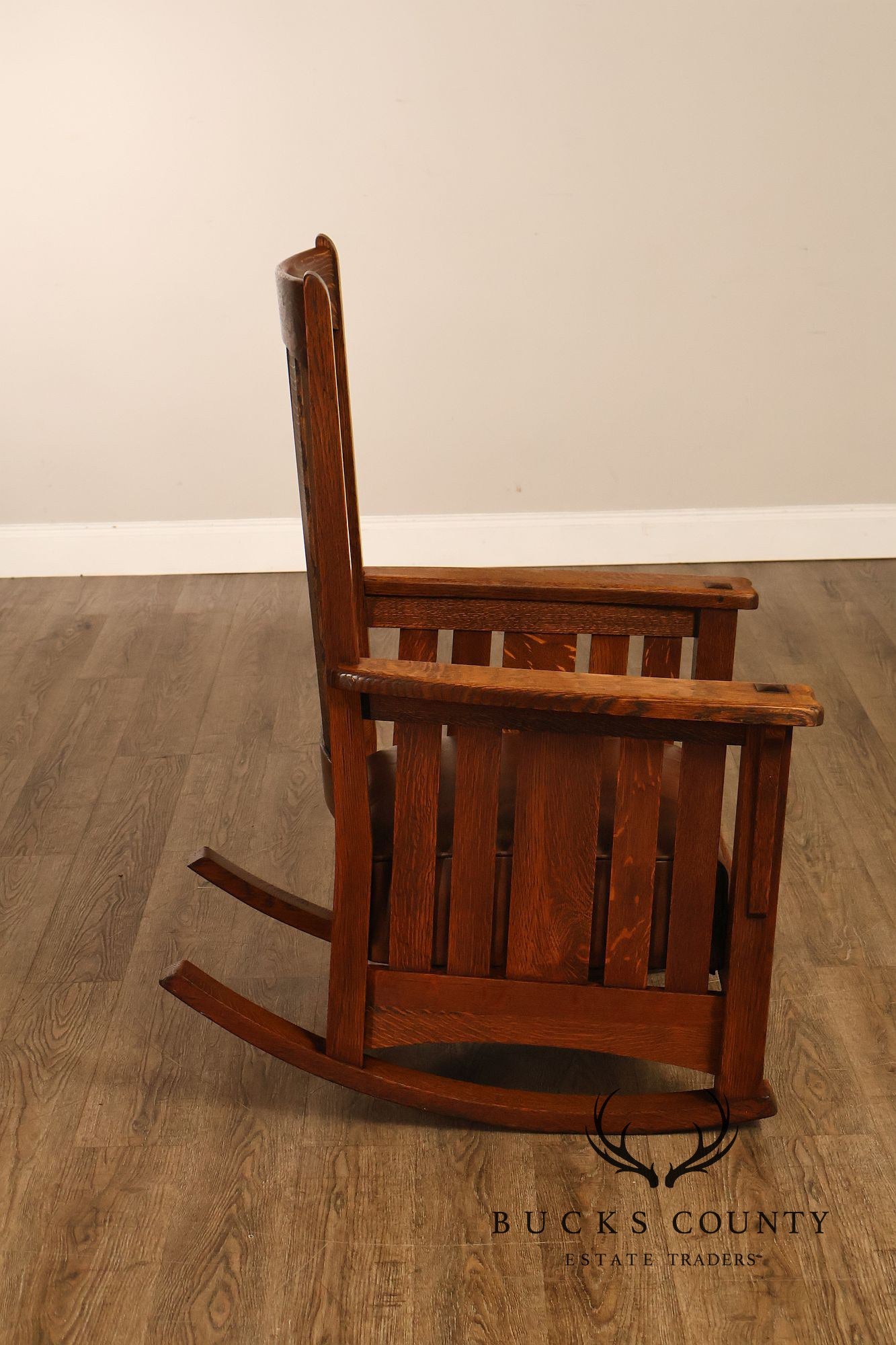Antique Limbert Arts And Crafts Mission Oak High Back Rocking Chair