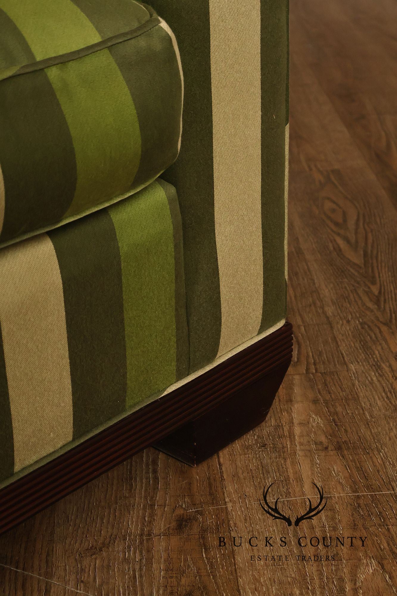 Baker Furniture Barbara Barry Reeded Base Three Cushion Sofa