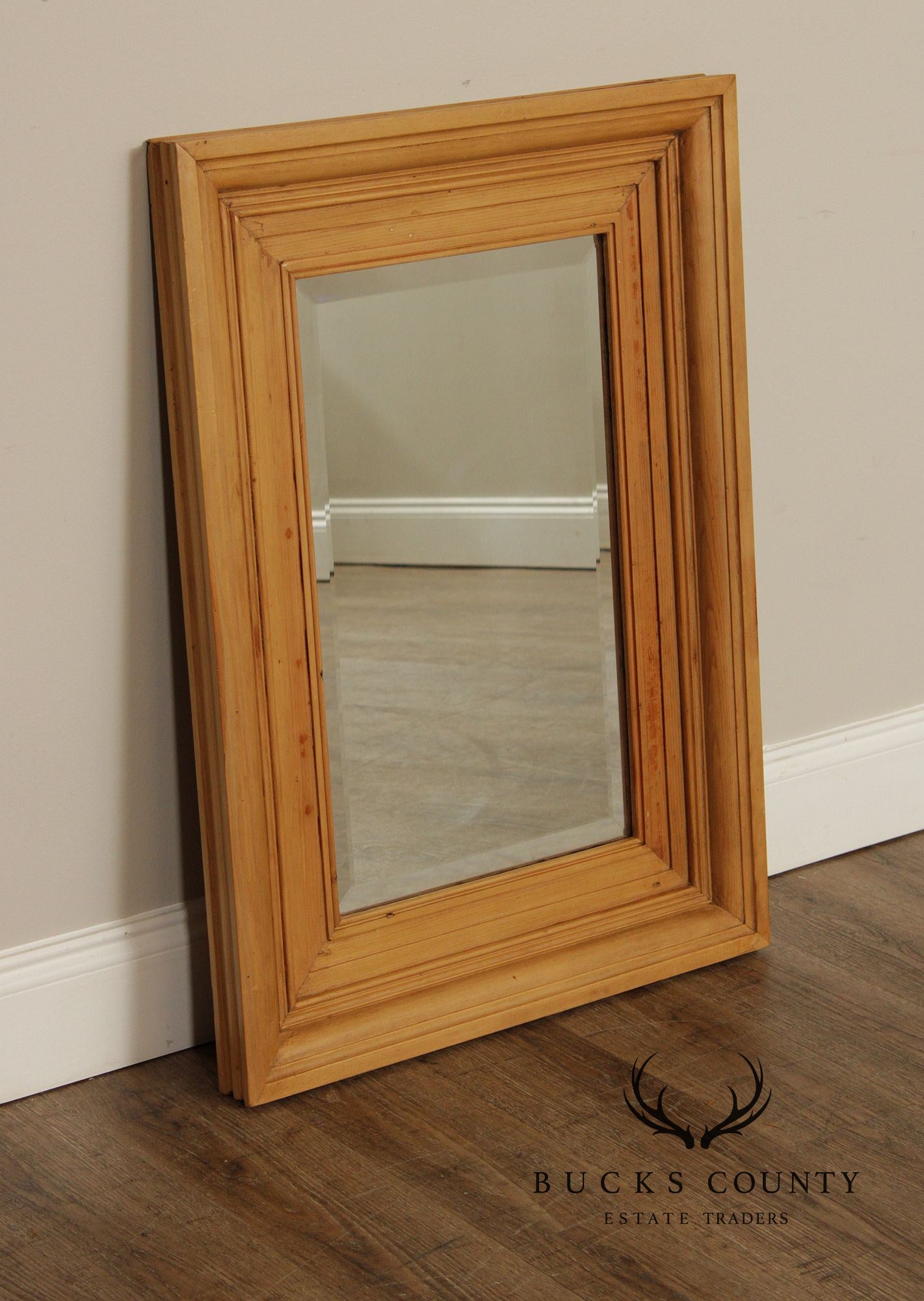 Antique English Scrubbed Pine Wall Mirror