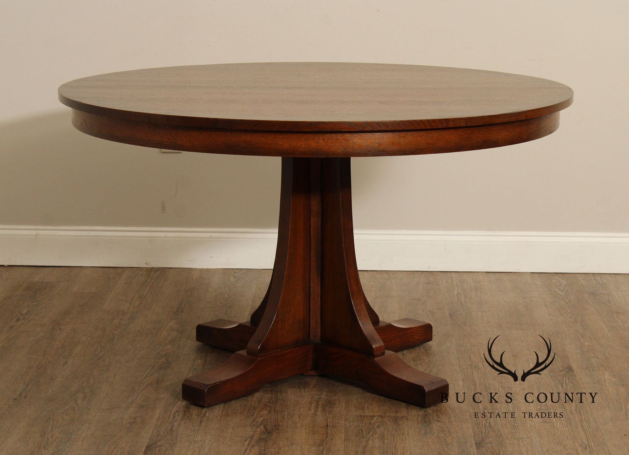 Stickley Mission Collection Oak Round Pedestal Dining Table