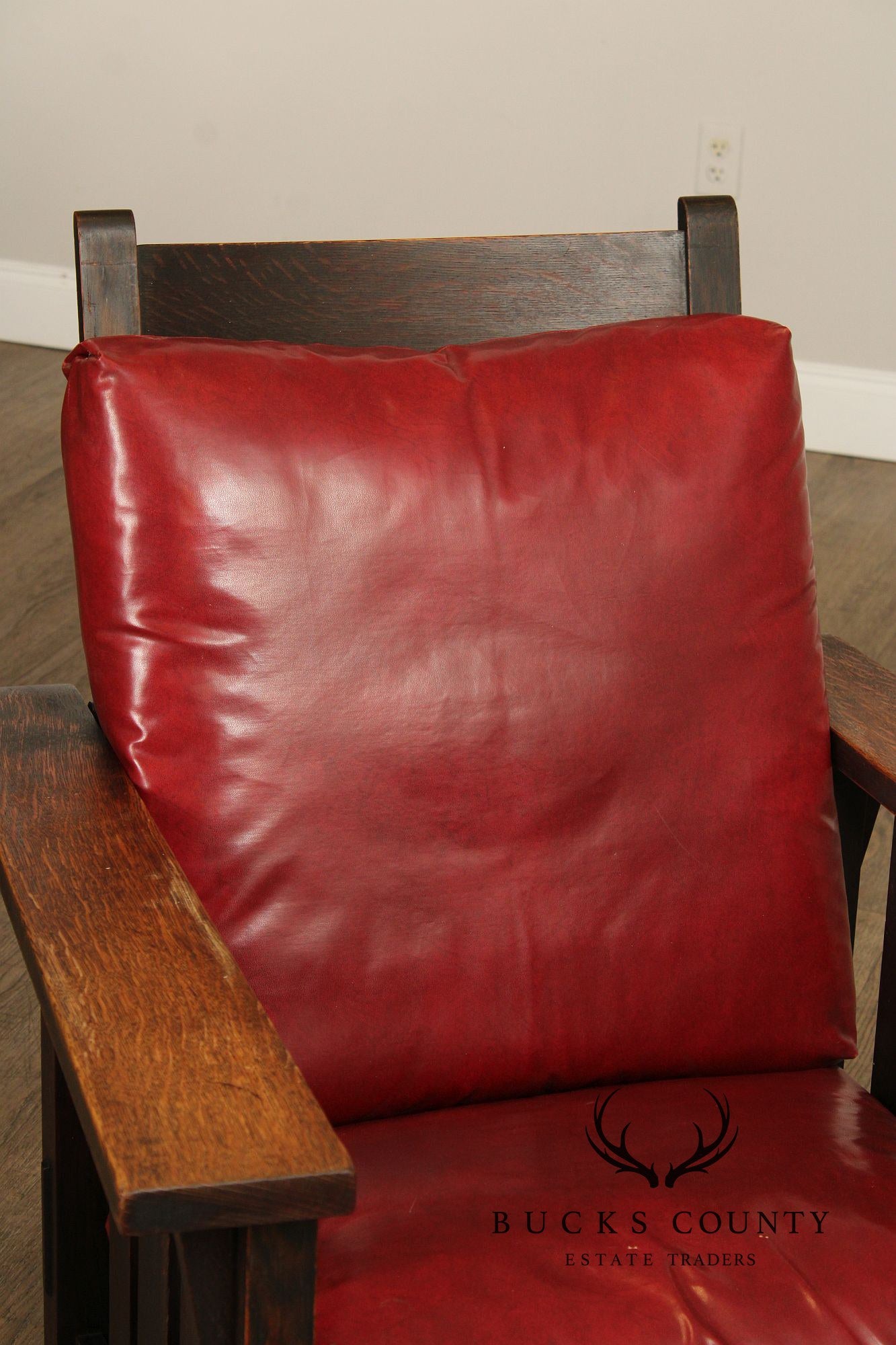 Stickley Brothers Antique Mission Oak and Leather Morris Armchair