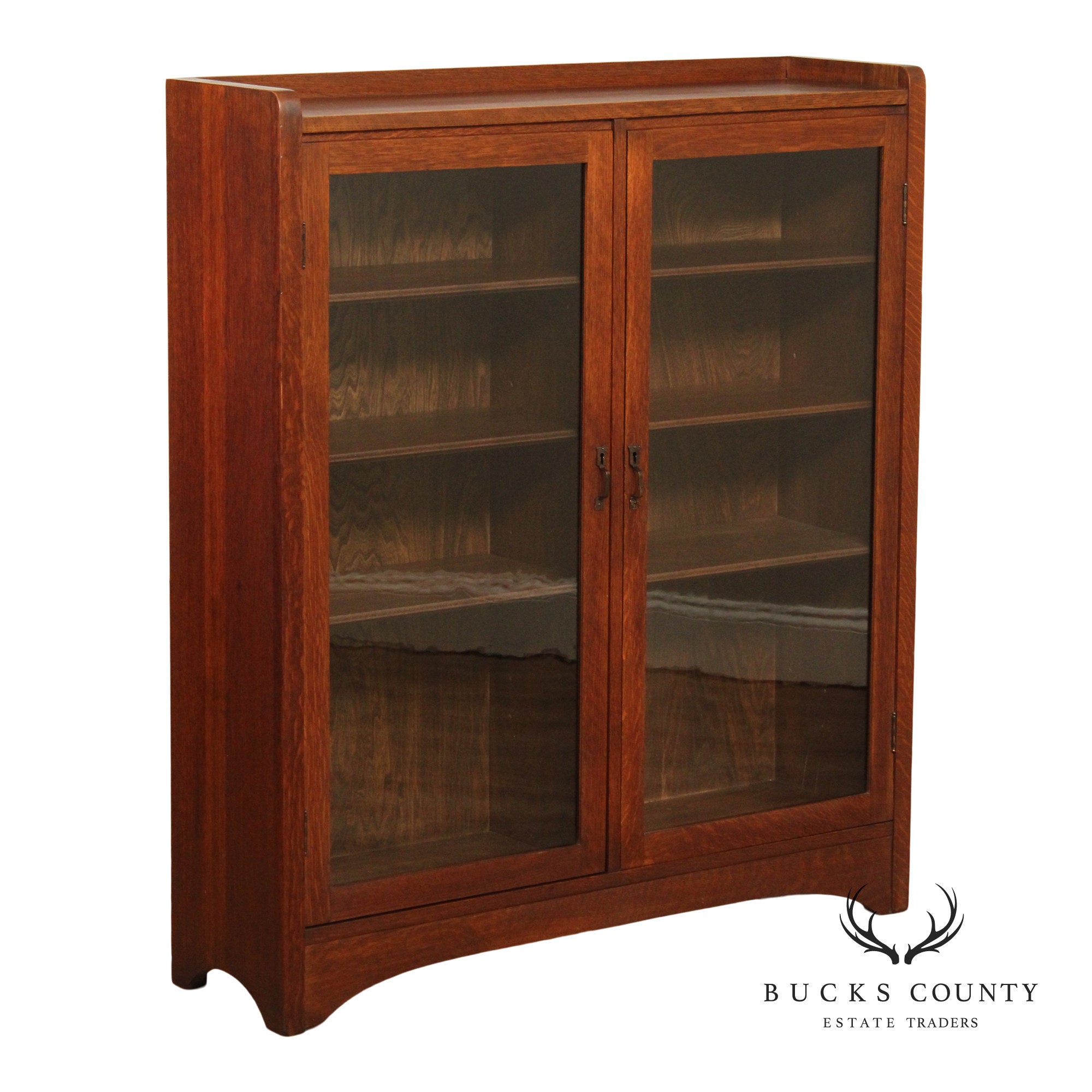 Antique Mission Oak Two-Door Bookcase