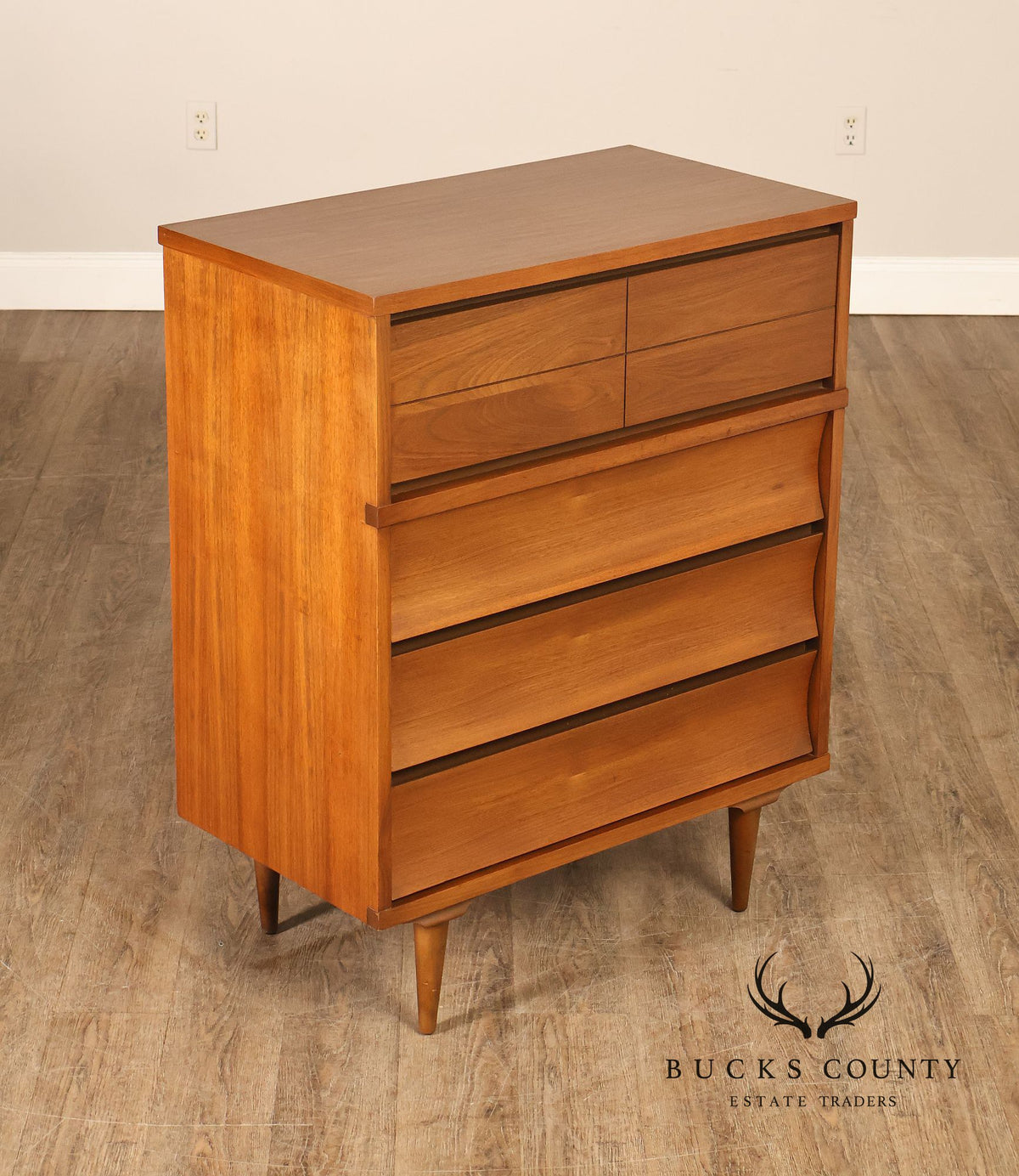 Johnson Carper Mid Century Modern Walnut Tall Chest