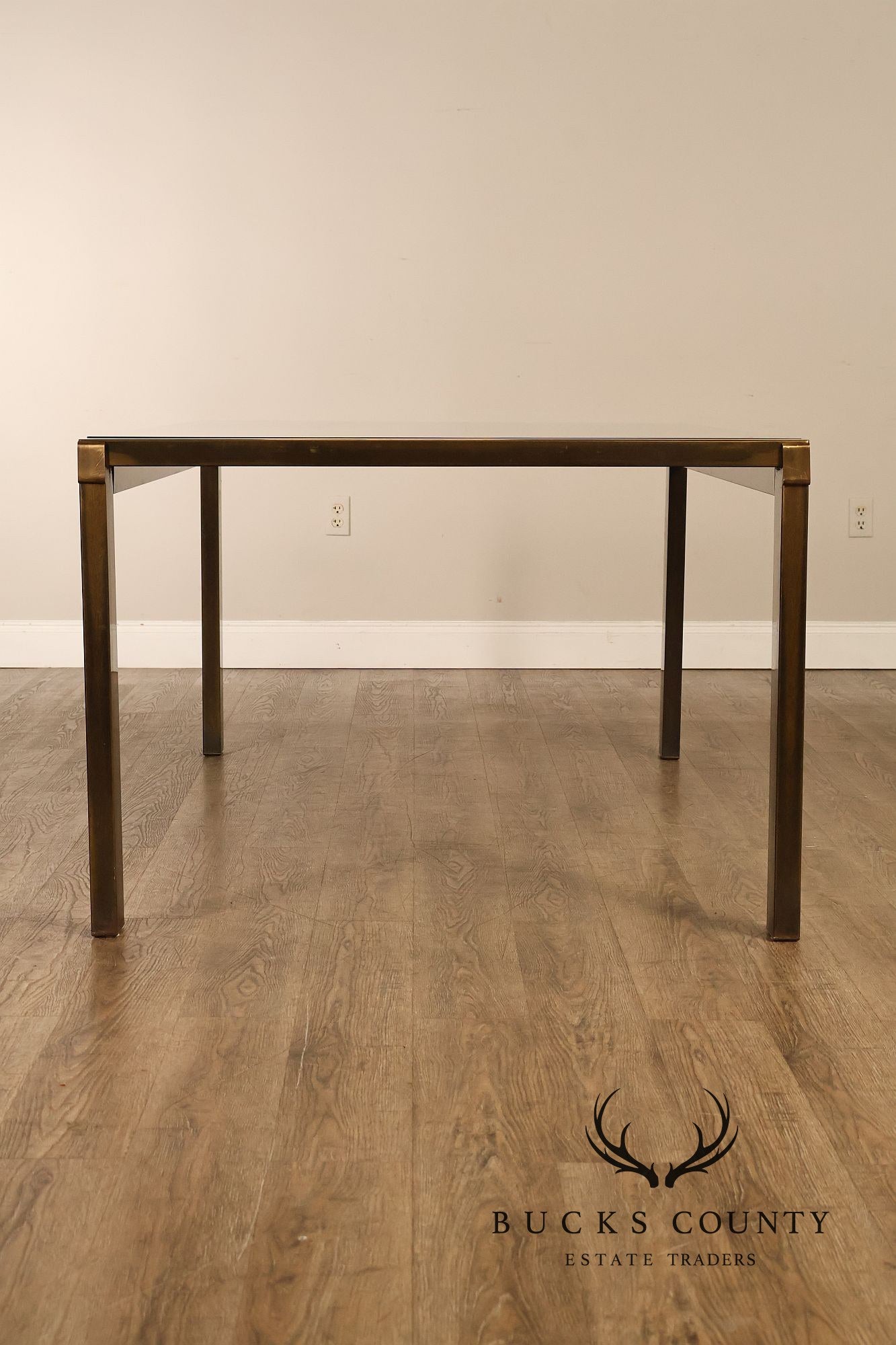 John Stuart Bronze Finish Glass Top Extendable Dining Table