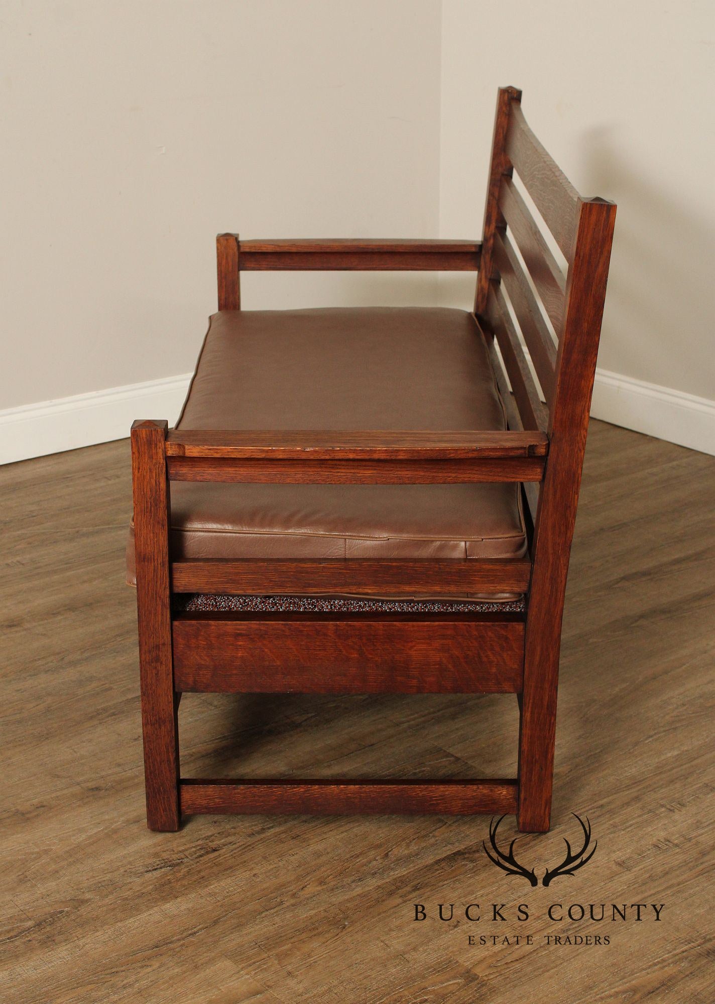 Gustav Stickley Antique Ladder Back Oak Settee