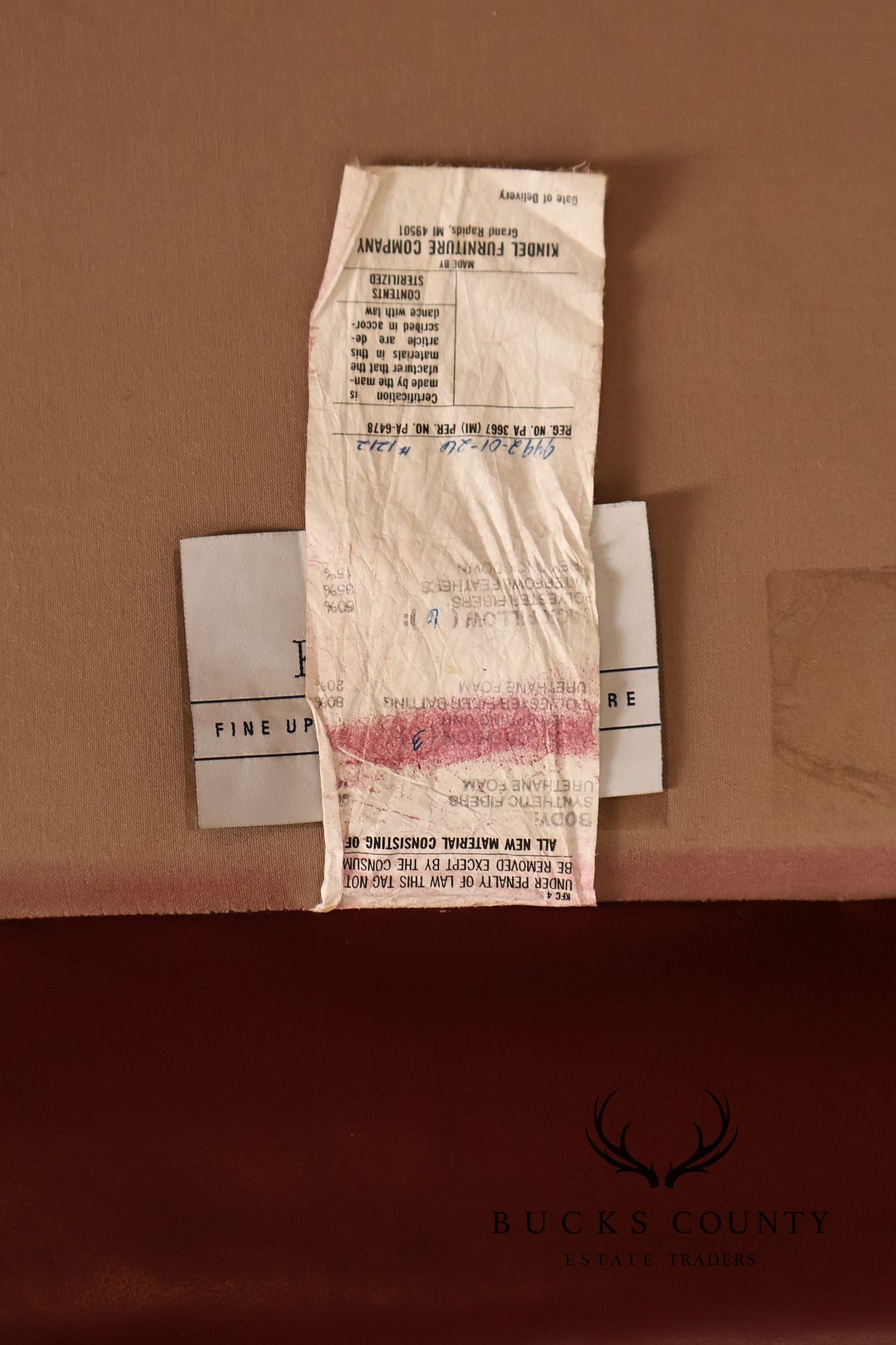 Kindel Vintage Camelback Back Leather Three Cushion Sofa