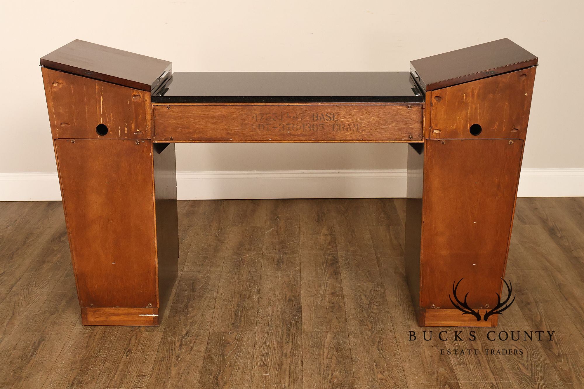 Hickory White Mahogany Art Deco Style Vanity Desk With Mirror