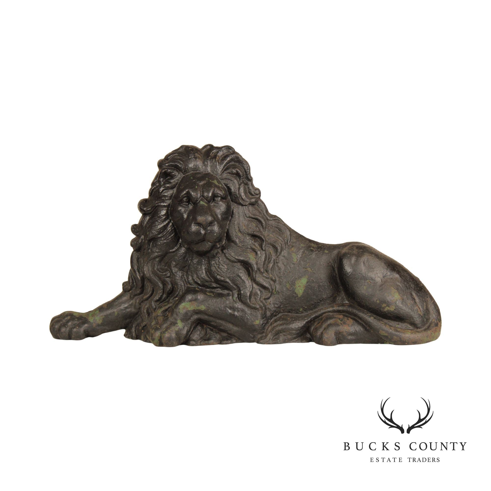 Antique Cast Iron Crouching Lion Doorstop