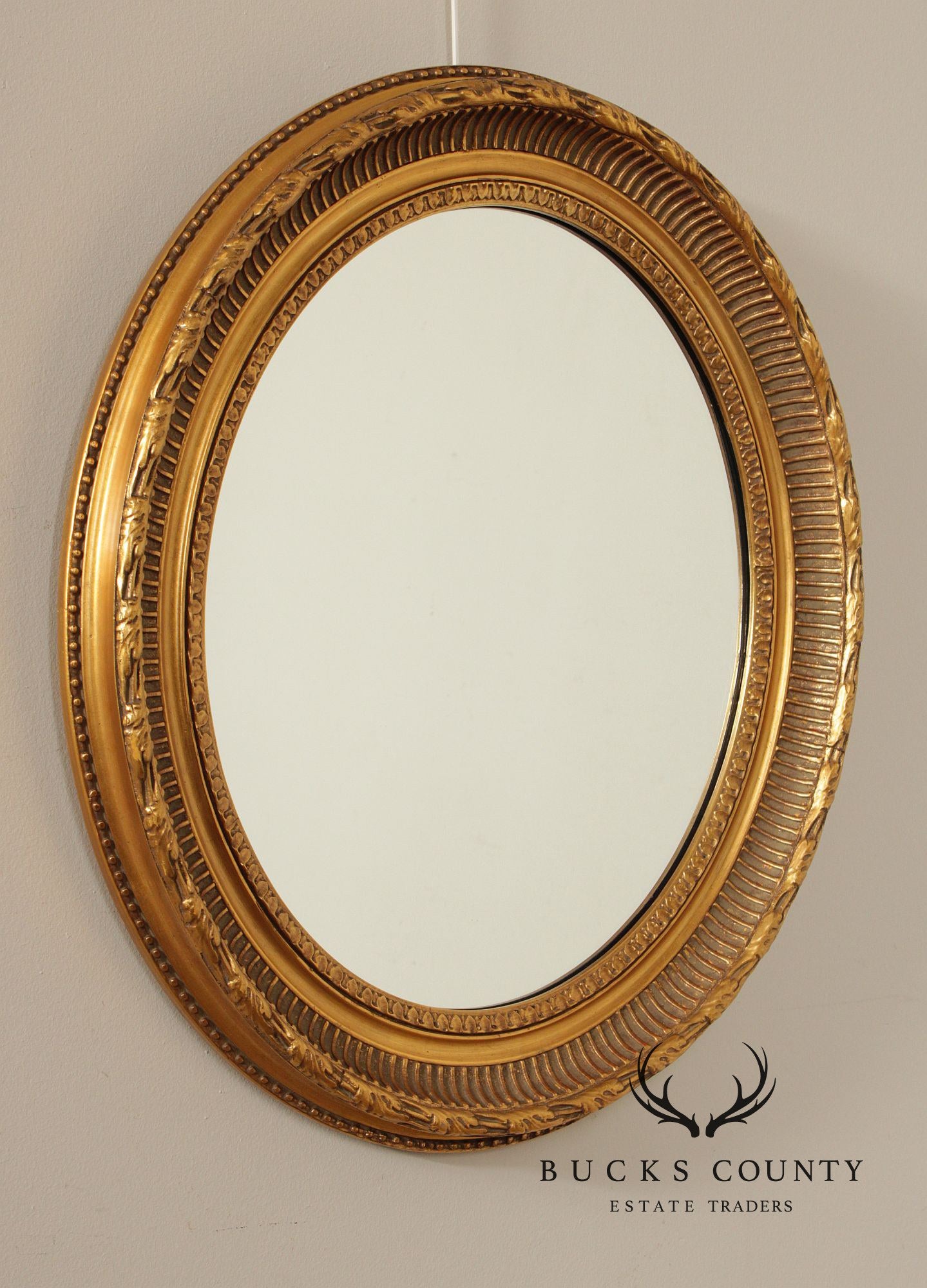 LaBarge Louis Phillipe Style Giltwood Carved Oval Wall Mirror