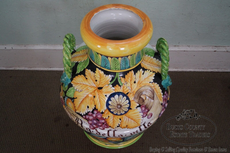 Large Pair of Italian Pottery Majolica Urns