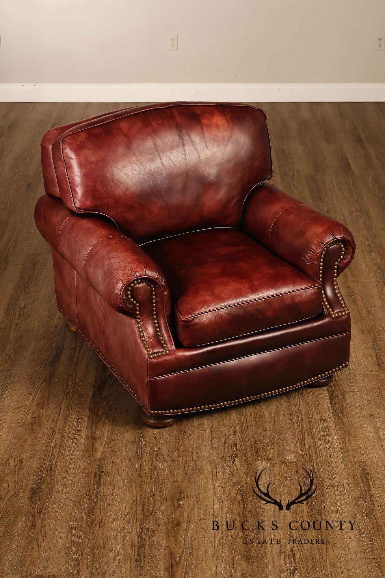 Hancock & Moore Pair of Red Leather 'Clivedon' Armchairs