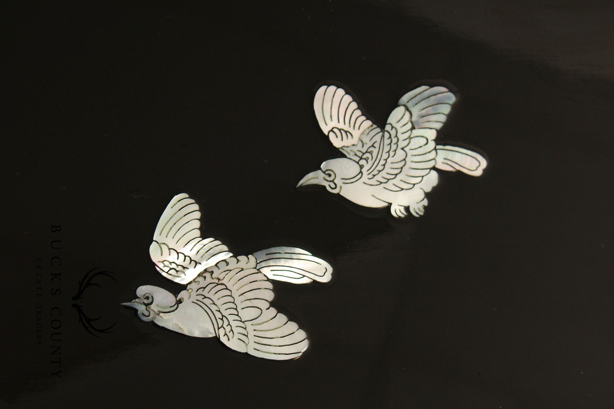 Korean Vintage Black Lacquer And Mother of Pearl Inlaid Coffee Table