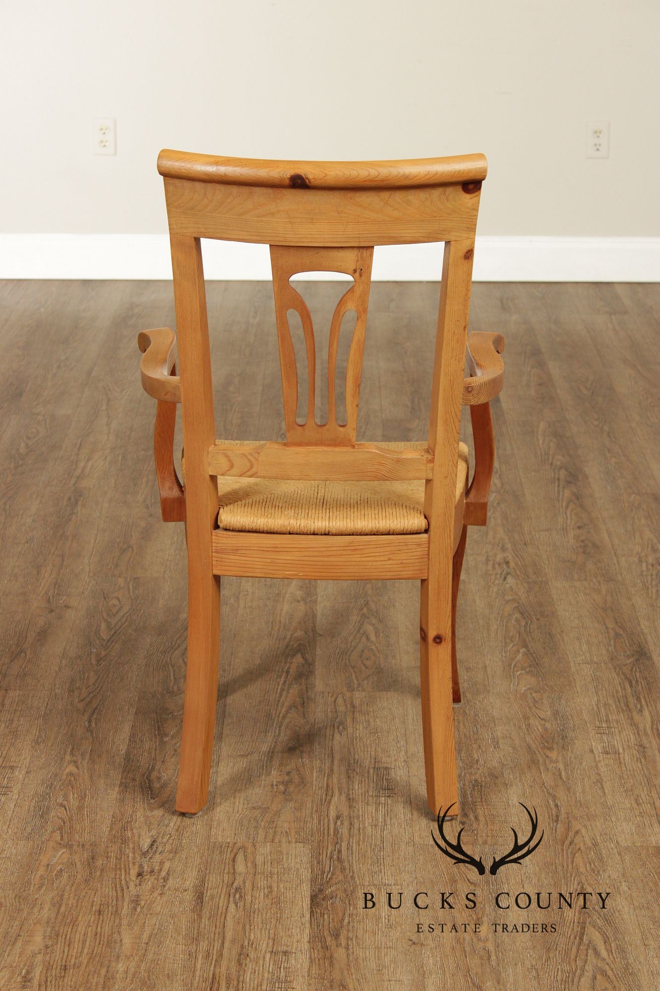 French Country Style Set Of 6 Rush Seat Dining Chairs