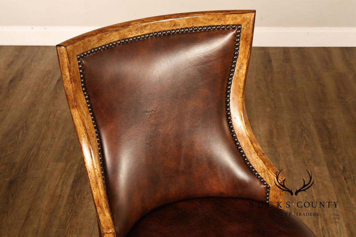 Contemporary Set Of 4 F aux Leather Upholstered Bar Stools