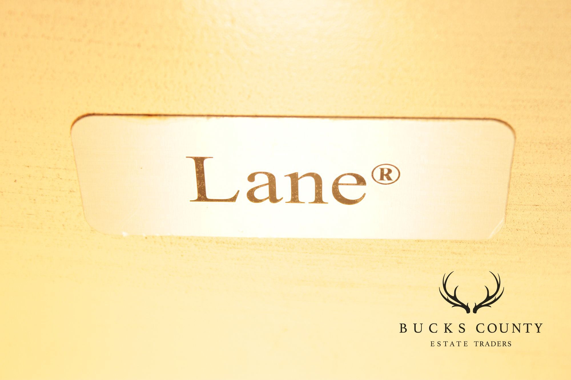 Lane French Provincial Style Pair of Distressed Cream Painted Nightstands