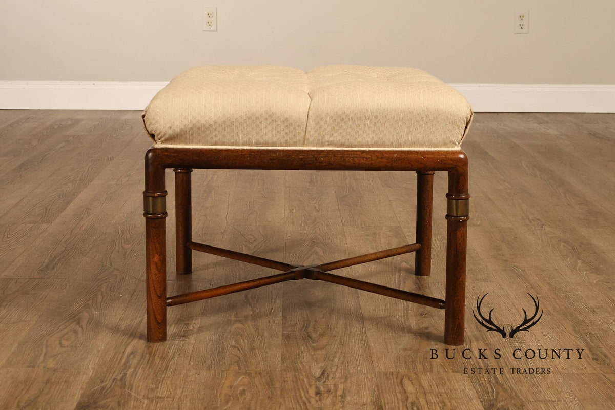 Mid Century Modern Pair of Upholstered Walnut Benches