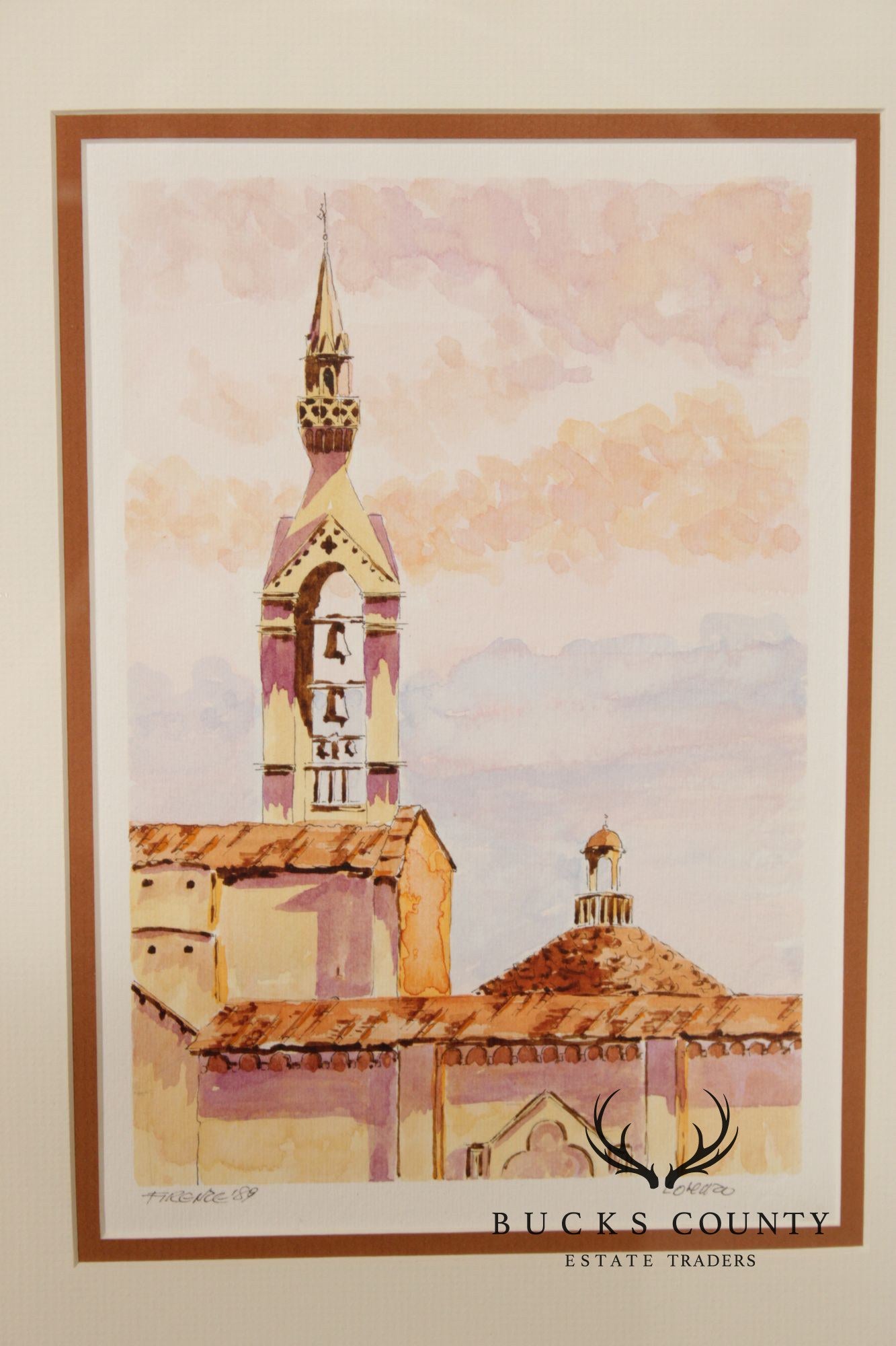 Lorenzo Castaneda Framed Watercolor, 'Firenze'