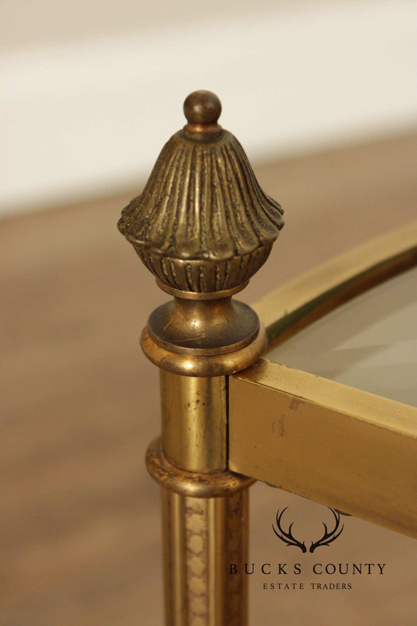 Hollywood Regency Pair of Glass Top Demilune Side Tables