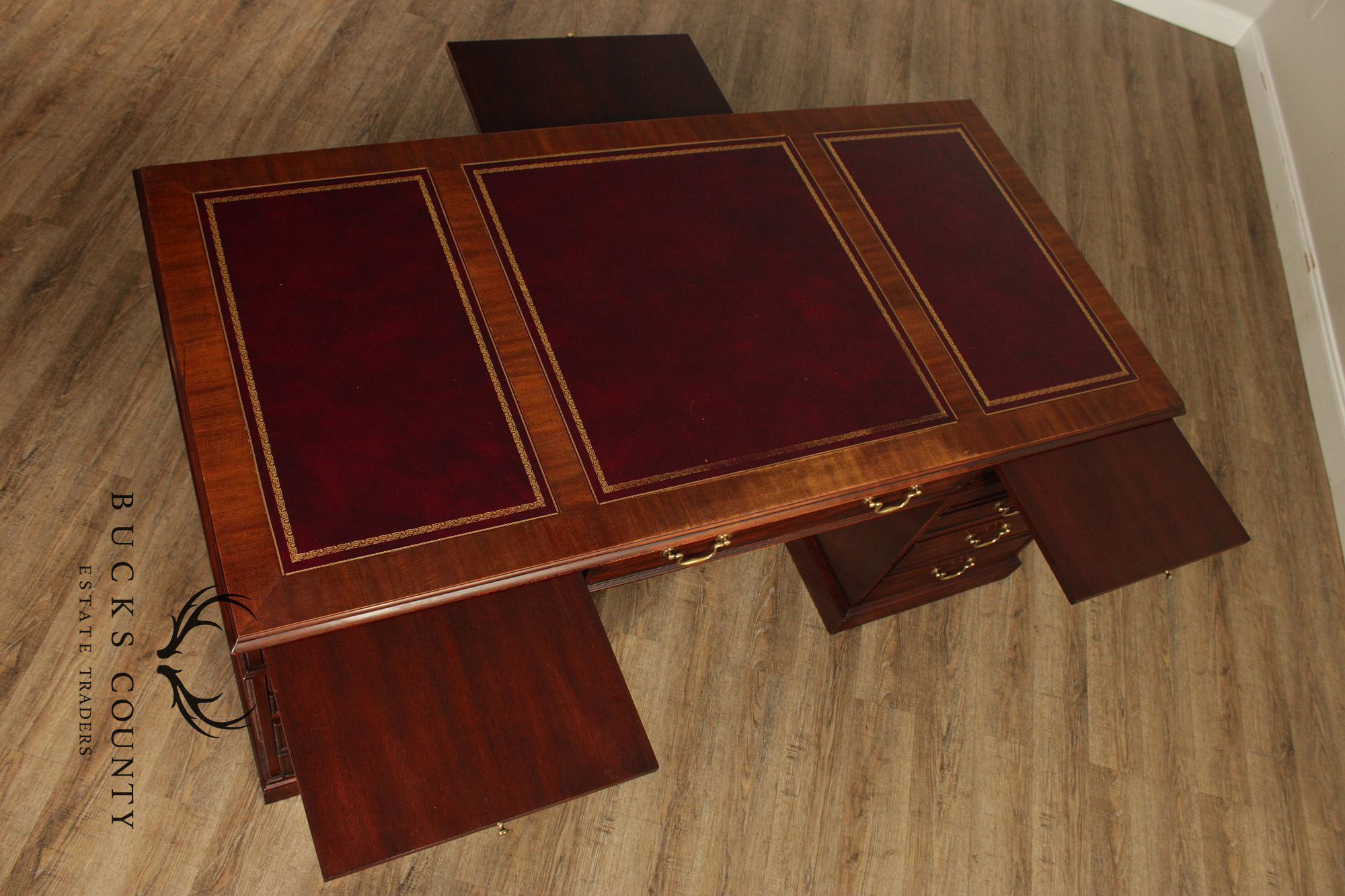 Henkel Moore Henkel Harris Mahogany Leather Top Executive Desk
