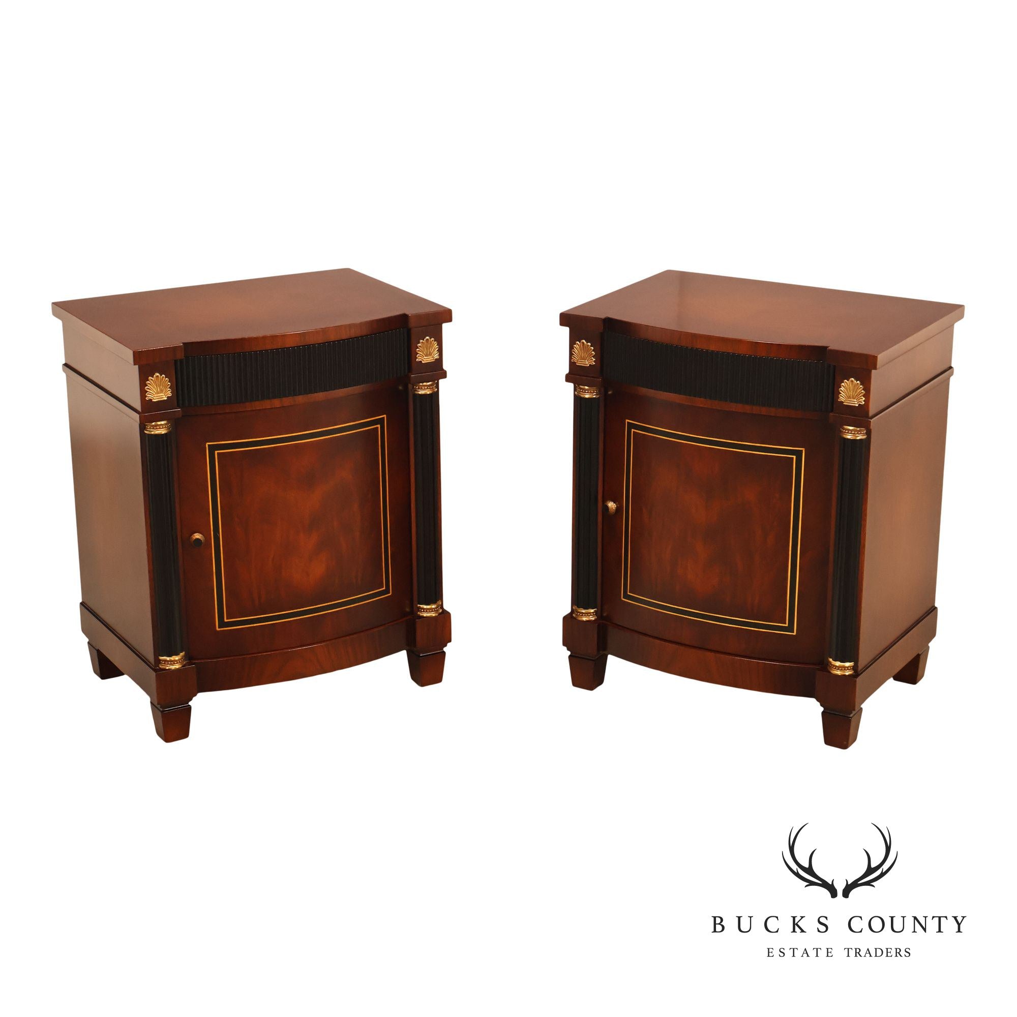 Mariner Luxury Furniture Empire Style Pair Of Mahogany Nightstands
