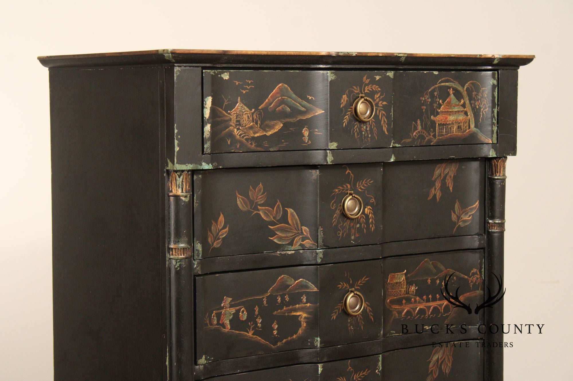 Chinoiserie Paint Decorated Tall Chest