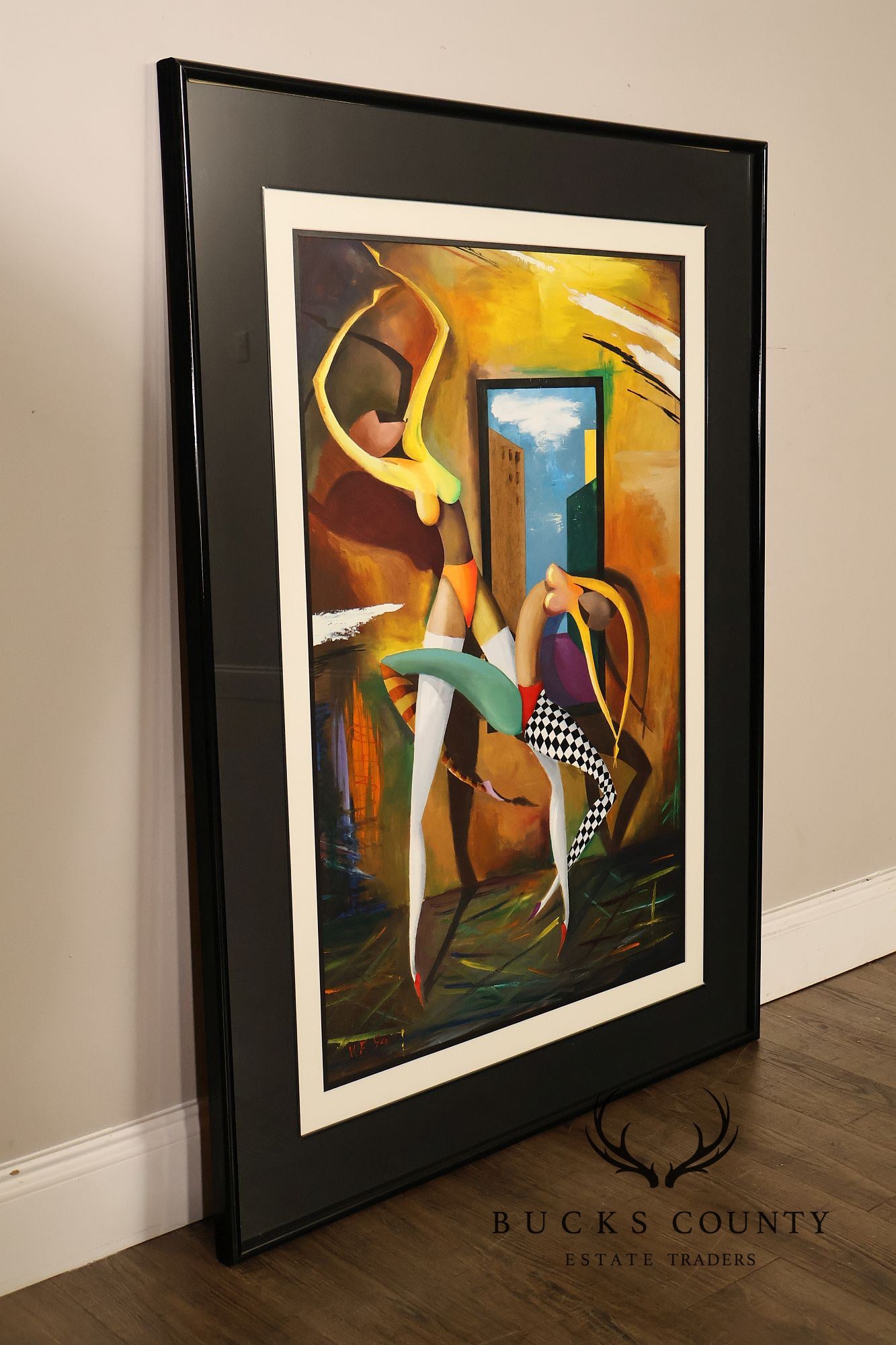 Large Framed Oil Painting Of Dancers By Vassily Fedulov