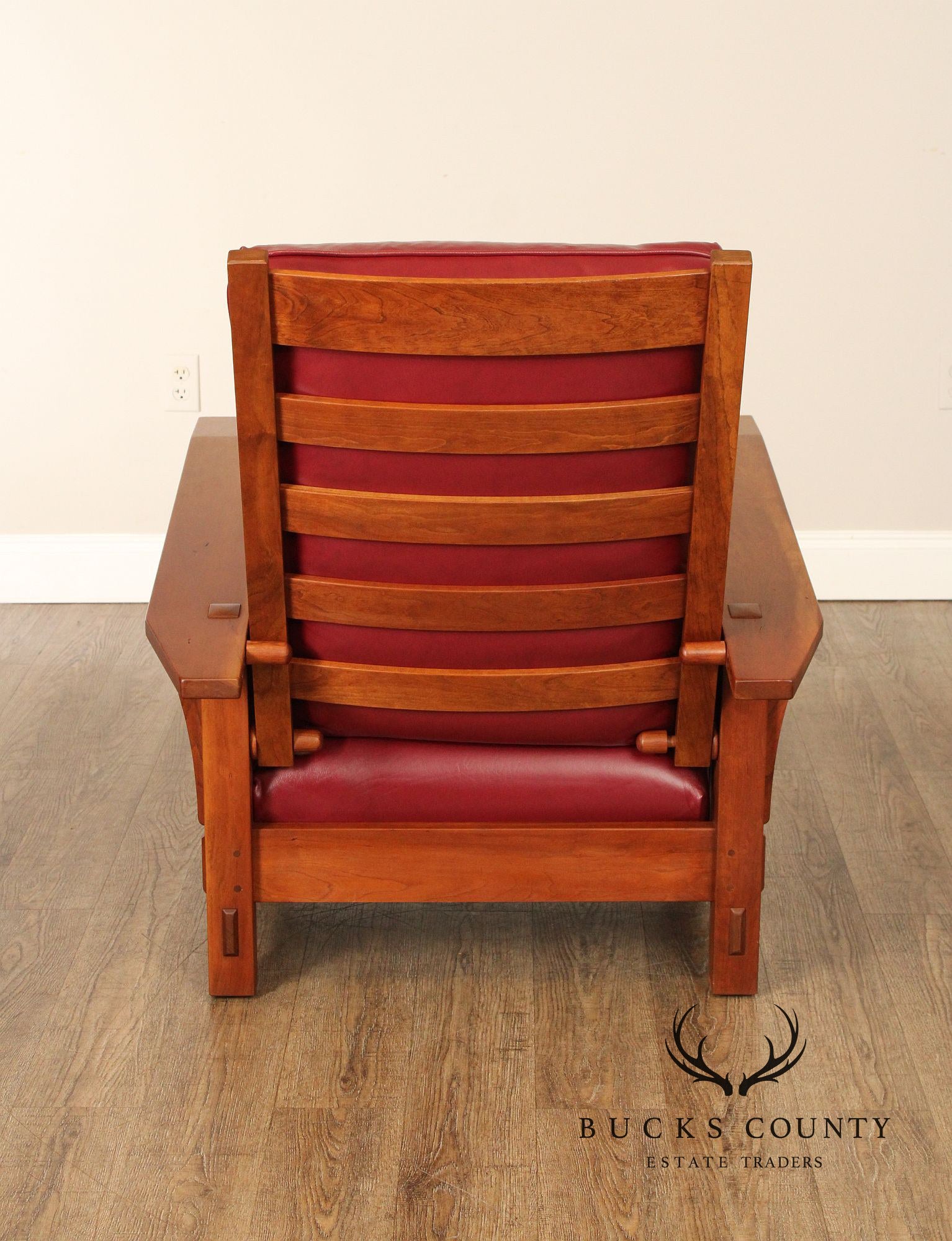 Stickley Mission Collection Cherry and Leather Spindle Morris Chair